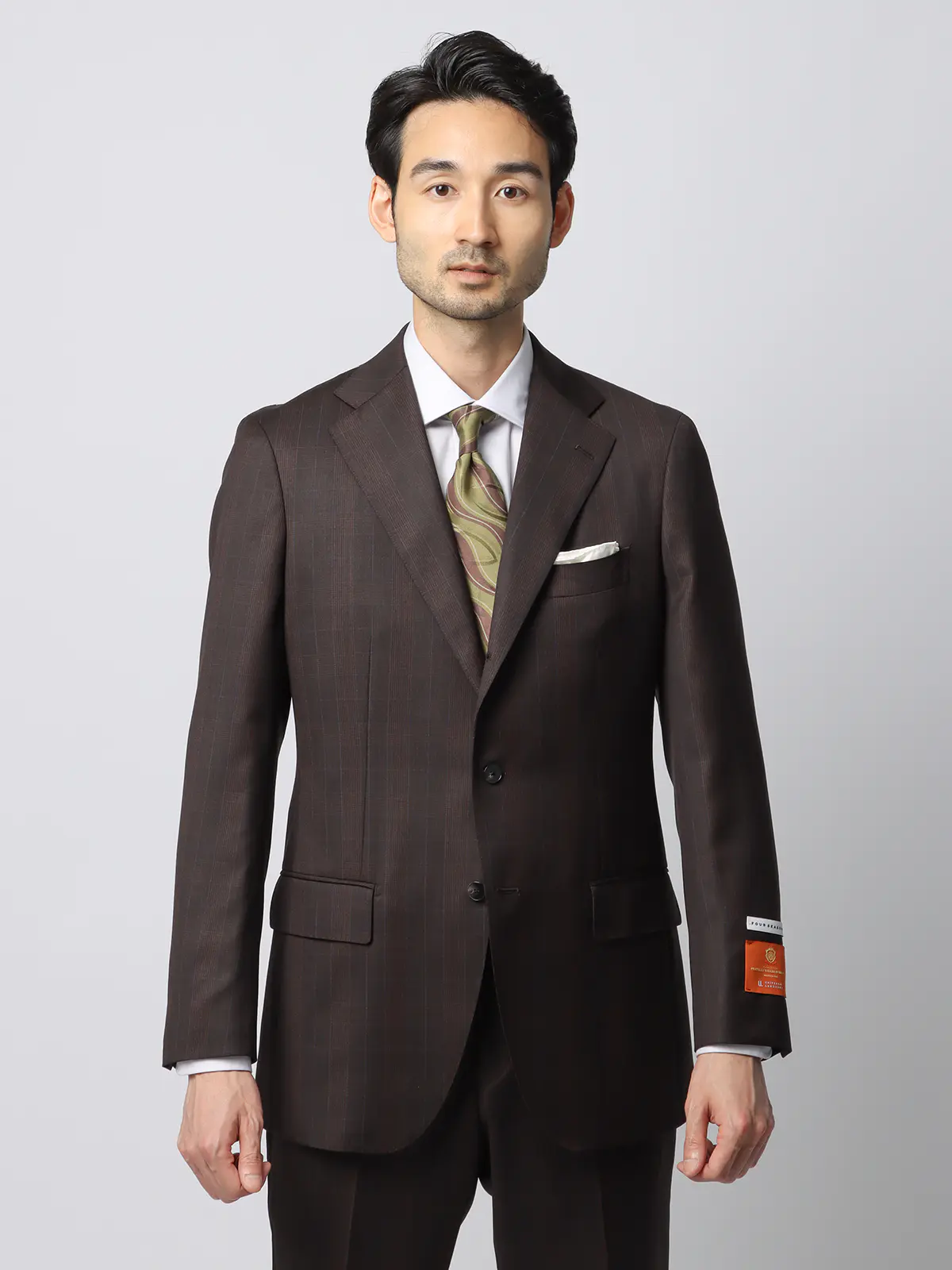 スーツ／3つボタン／TALLIA DI DELFINO／グレンチェック／TR27 ブラウン 体型（DROP):スリム　8DROP(YA体),身長:160cm