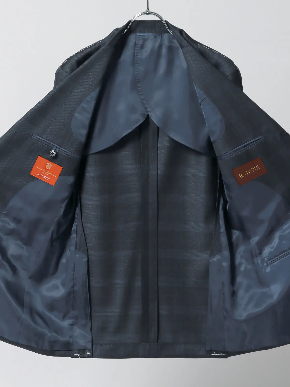 スーツ／3つボタン／TALLIA DI DELFINO／グレンチェック／TR27 ネイビー 体型（DROP):スリム　8DROP(YA体),身長:160cm