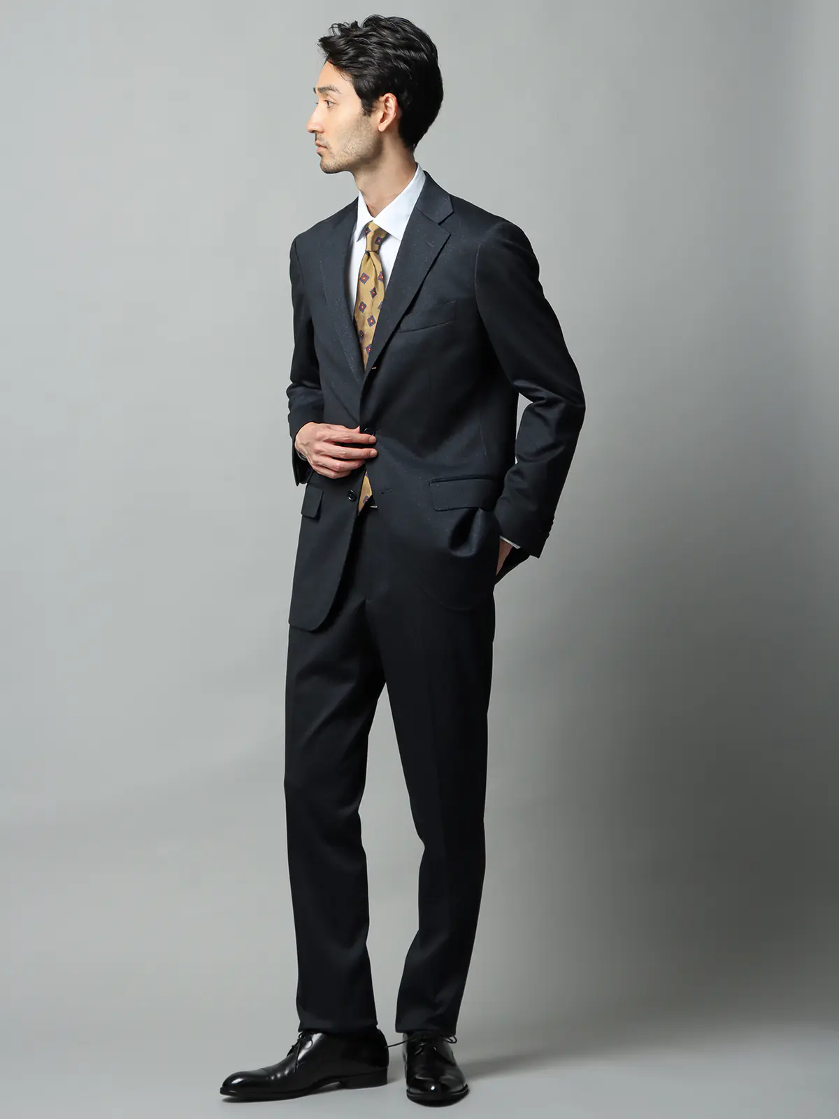 スーツ/ウォッシャブル/ストレッチ/3つボタン/Carreman/無地/TR27 ネイビー 体型(DROP):スリム 8DROP(YA体),身長:160cm