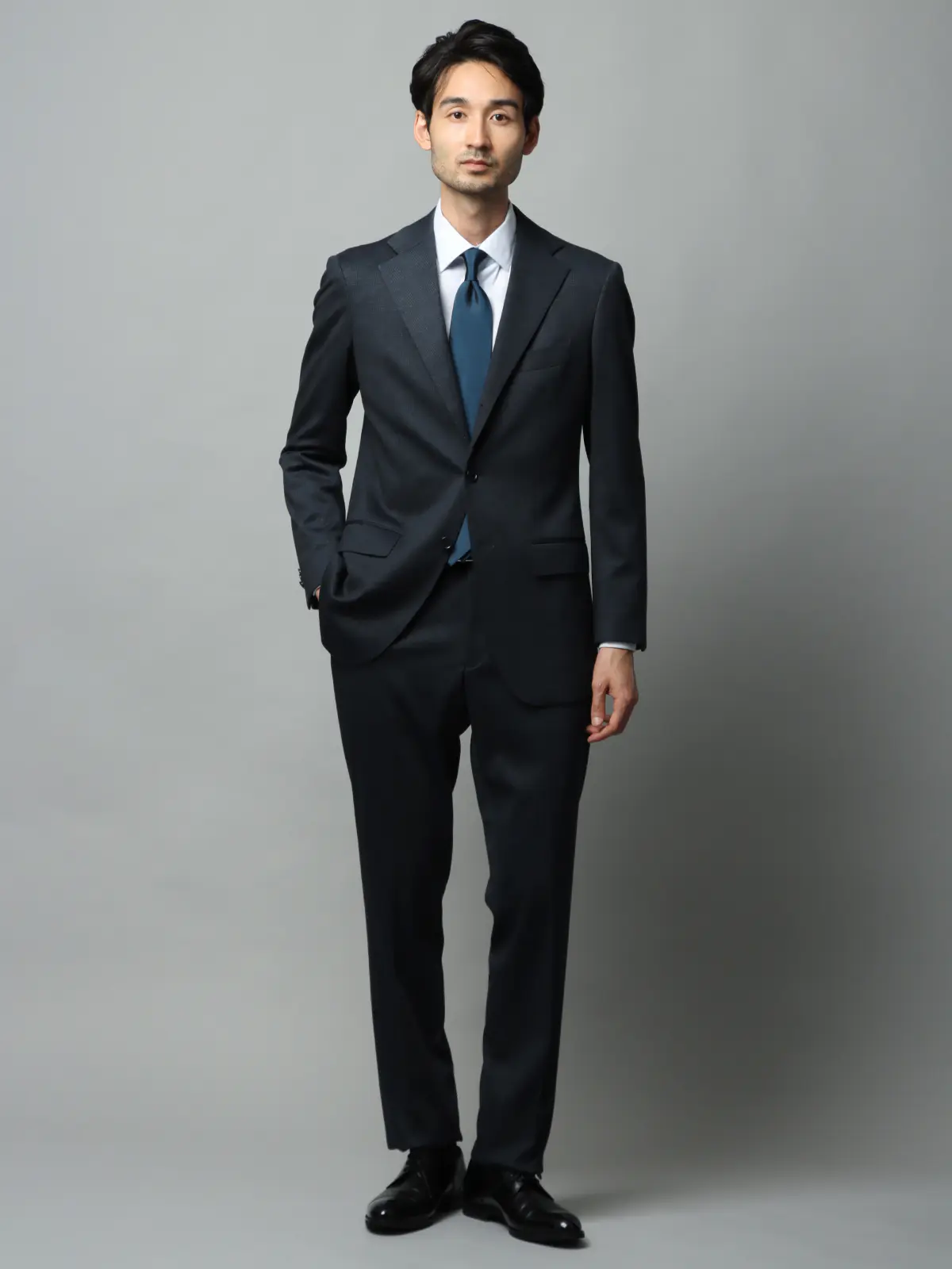 スーツ/ウォッシャブル/ストレッチ/3つボタン/Carreman/グレンチェック/TR27 ネイビー 体型(DROP):普通 6DROP(A体),身長:165cm