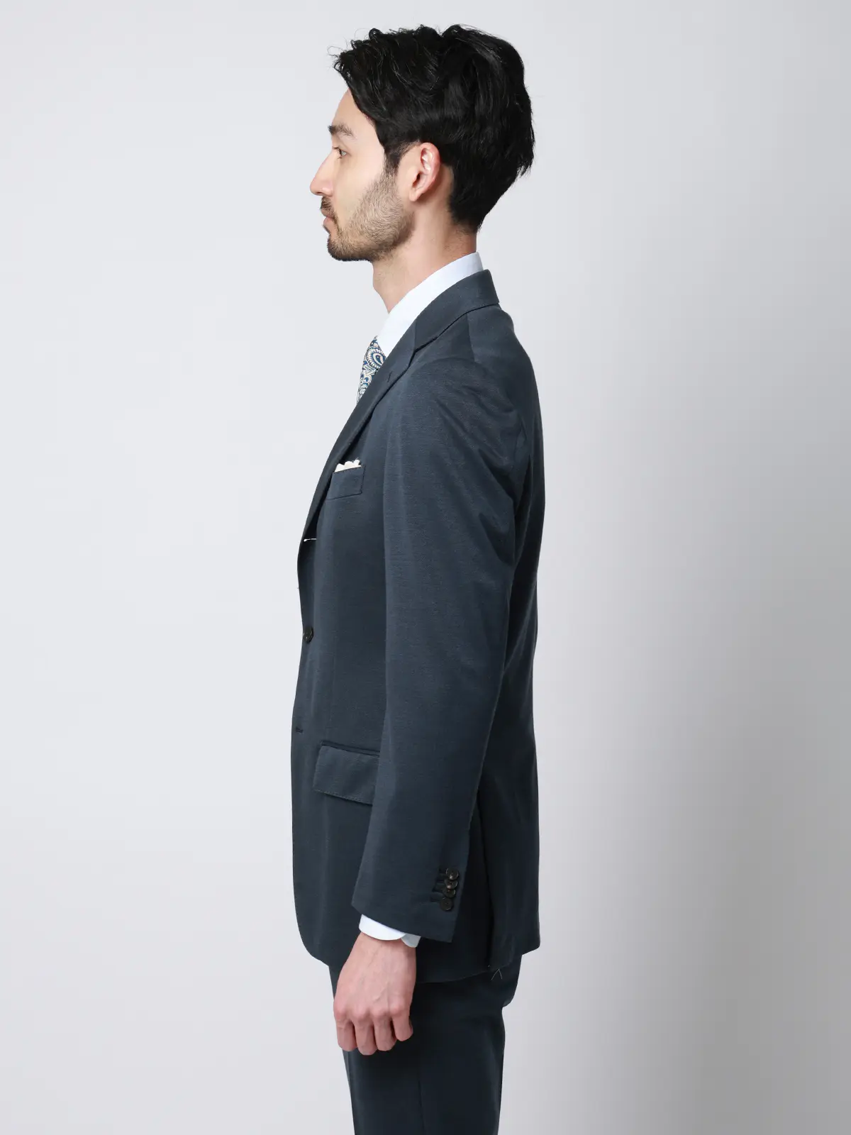 スーツ／ストレッチ／接触冷感／3つボタン／無地／TR27 ブルー 体型（DROP):普通　6DROP(A体),身長:165cm