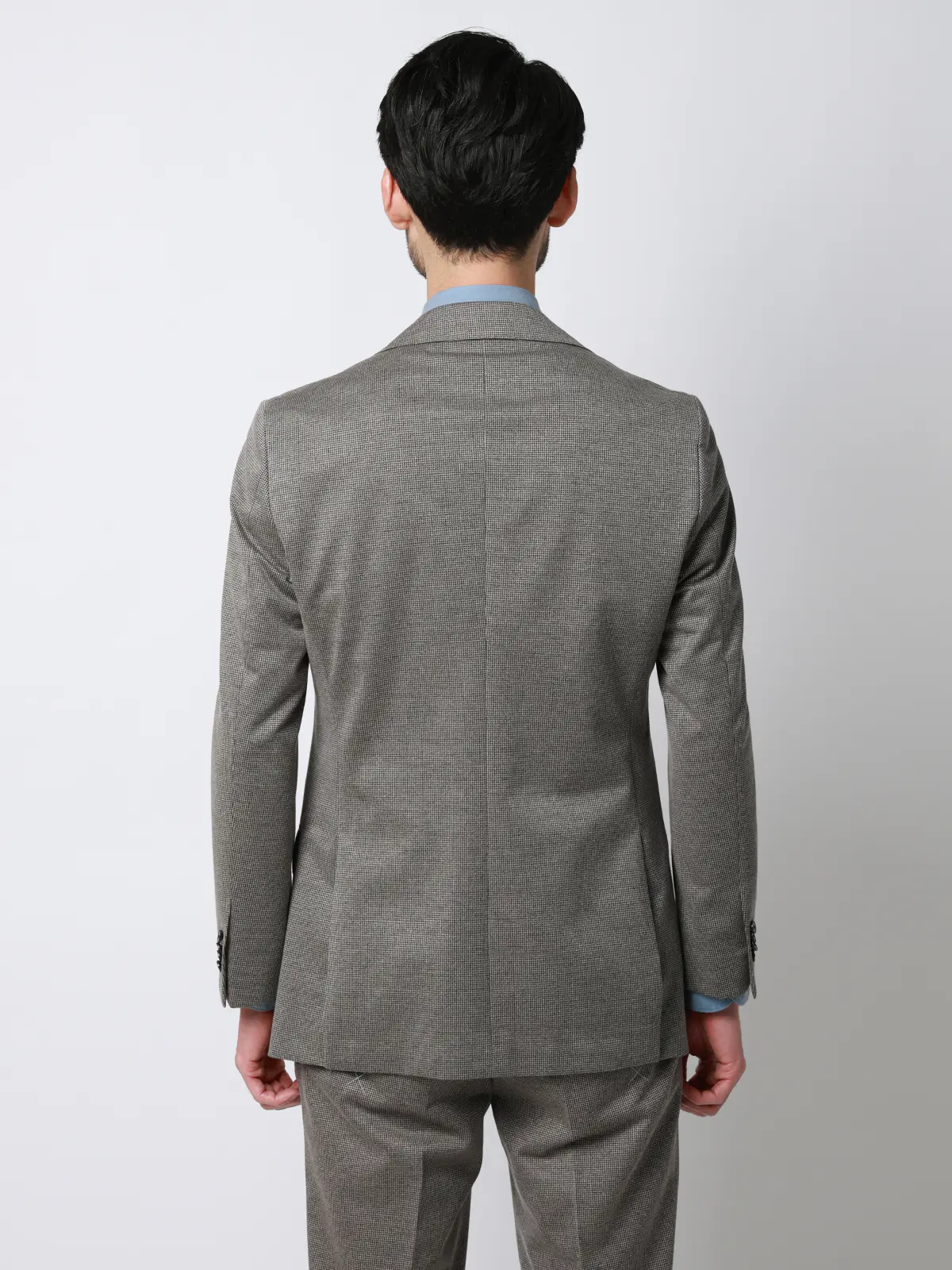 スーツ／ストレッチ／接触冷感／3つボタン／ハウンドトゥース／TR27 ライトグレー 体型（DROP):普通　6DROP(A体),身長:165cm
