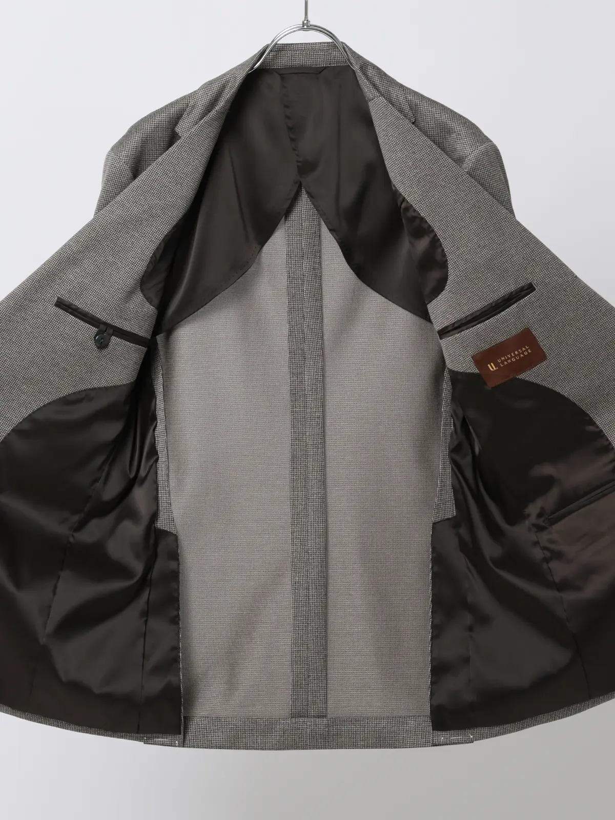 スーツ／ストレッチ／接触冷感／3つボタン／ハウンドトゥース／TR27 ライトグレー 体型（DROP):普通　6DROP(A体),身長:165cm