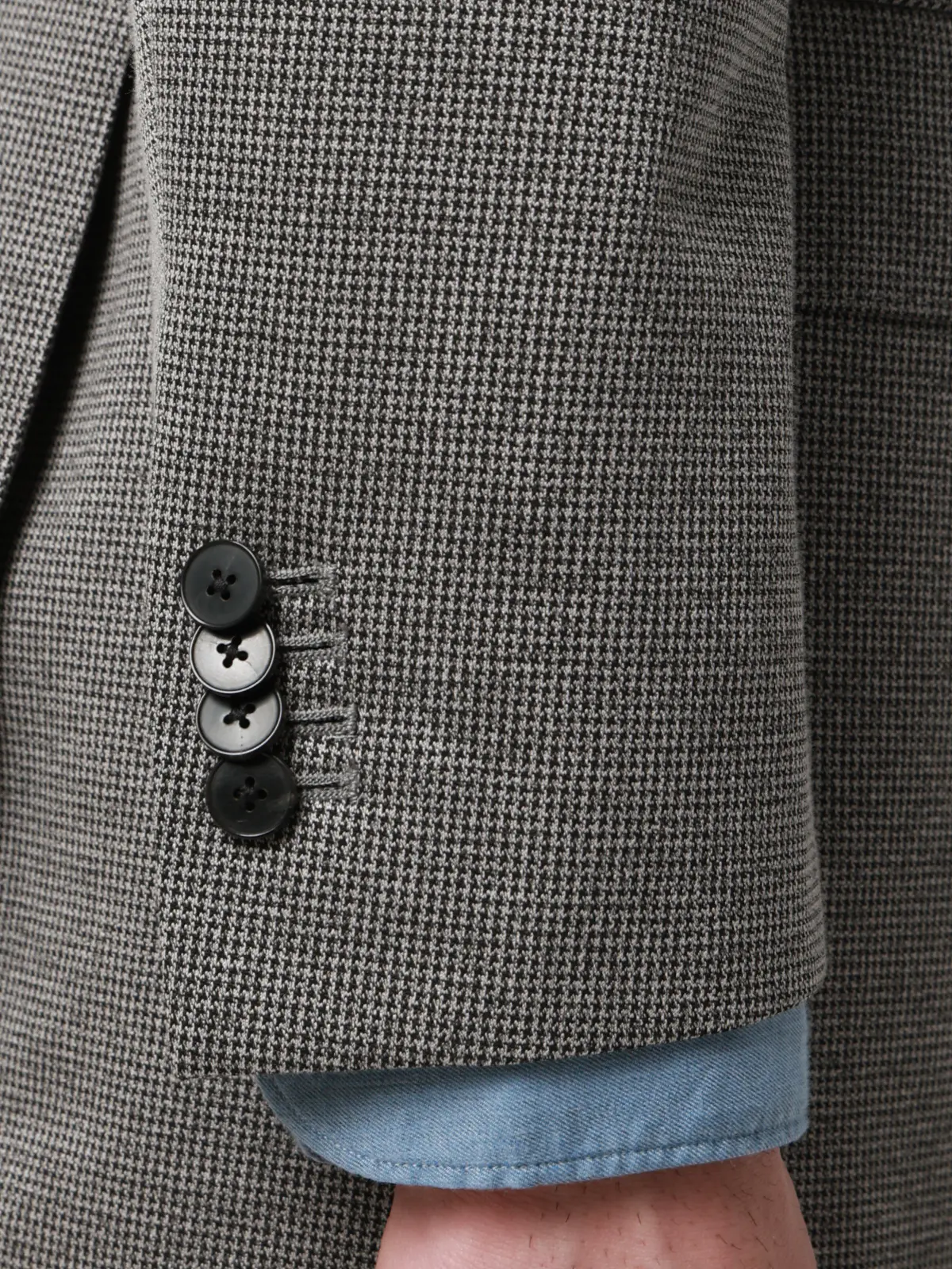 スーツ／ストレッチ／接触冷感／3つボタン／ハウンドトゥース／TR27 ライトグレー 体型（DROP):普通　6DROP(A体),身長:165cm