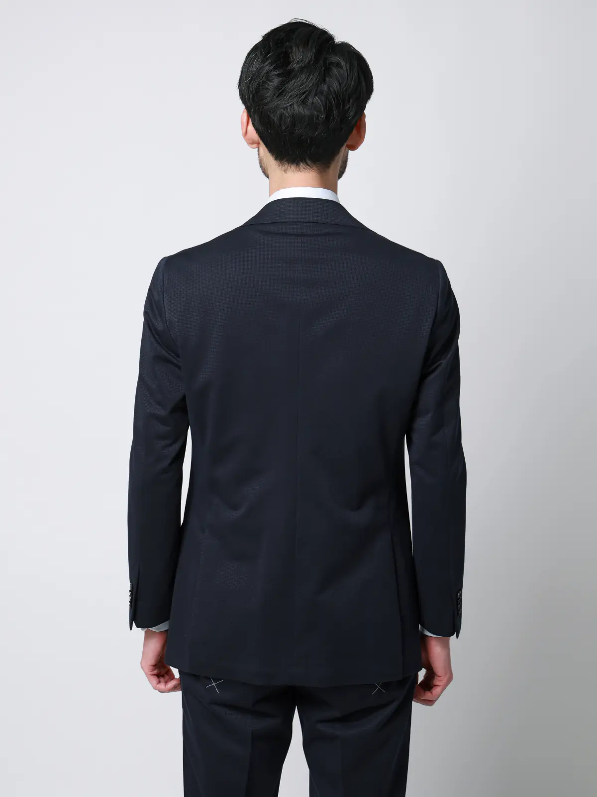 スーツ／ストレッチ／接触冷感／3つボタン／ハウンドトゥース／TR27 ネイビー 体型（DROP):普通　6DROP(A体),身長:165cm