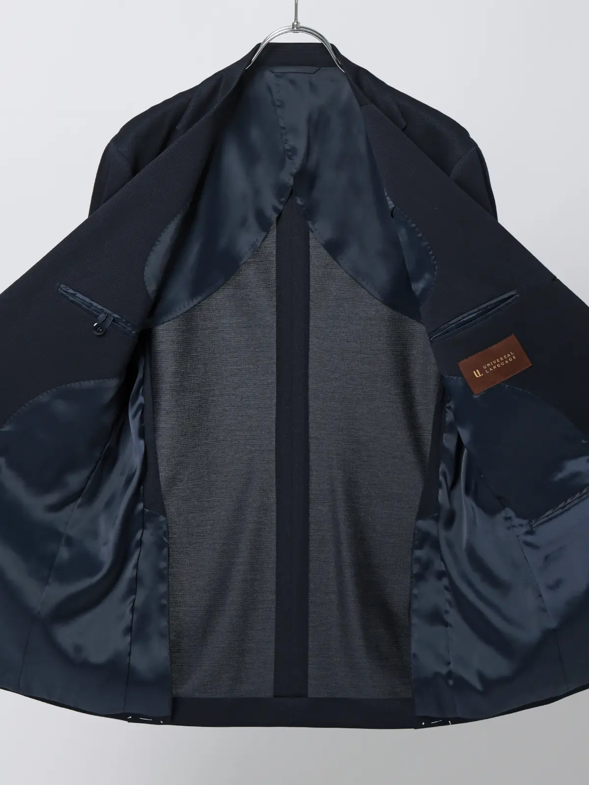 スーツ／ストレッチ／接触冷感／3つボタン／ハウンドトゥース／TR27 ネイビー 体型（DROP):普通　6DROP(A体),身長:165cm