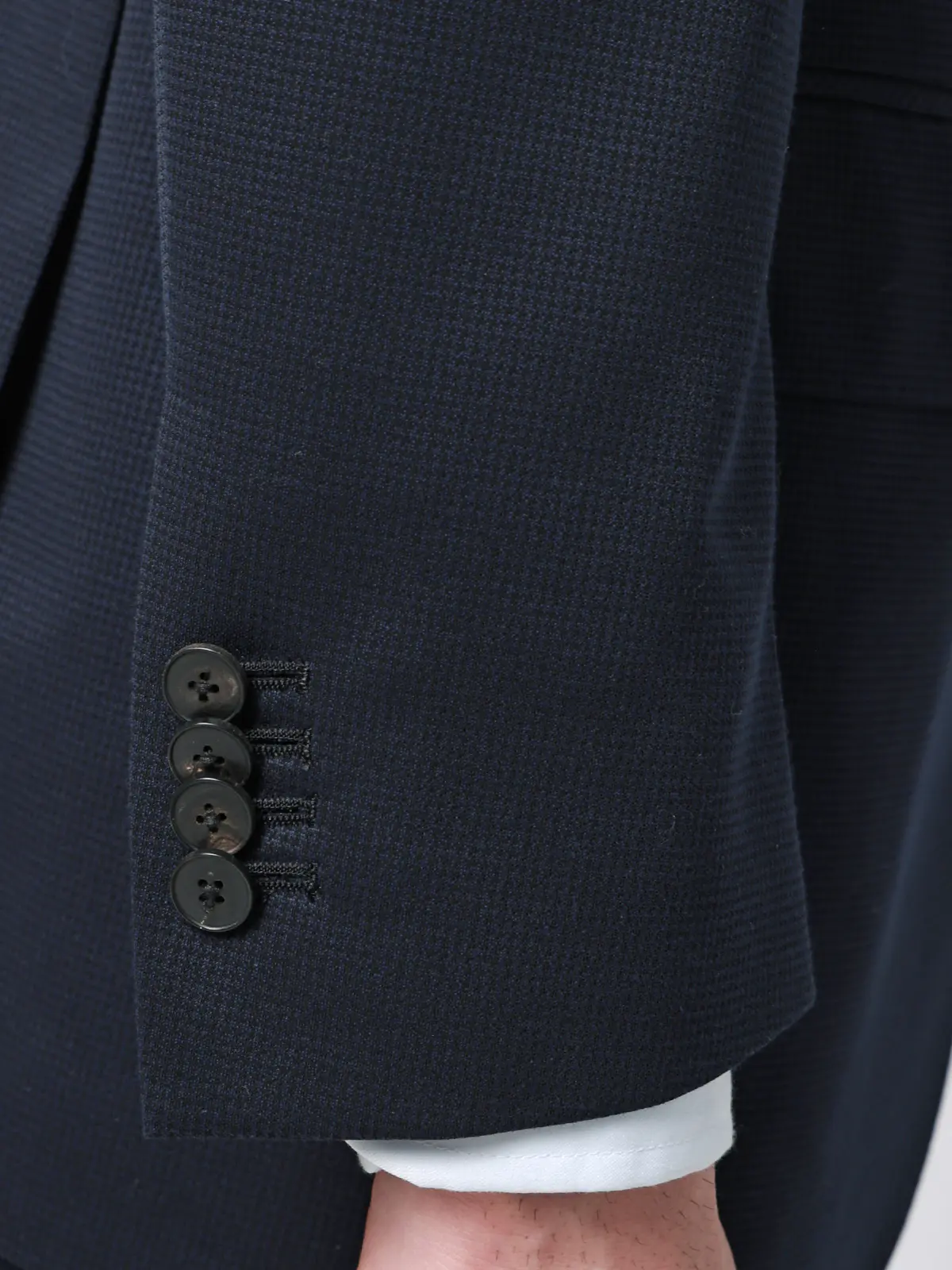 スーツ／ストレッチ／接触冷感／3つボタン／ハウンドトゥース／TR27 ネイビー 体型（DROP):普通　6DROP(A体),身長:165cm