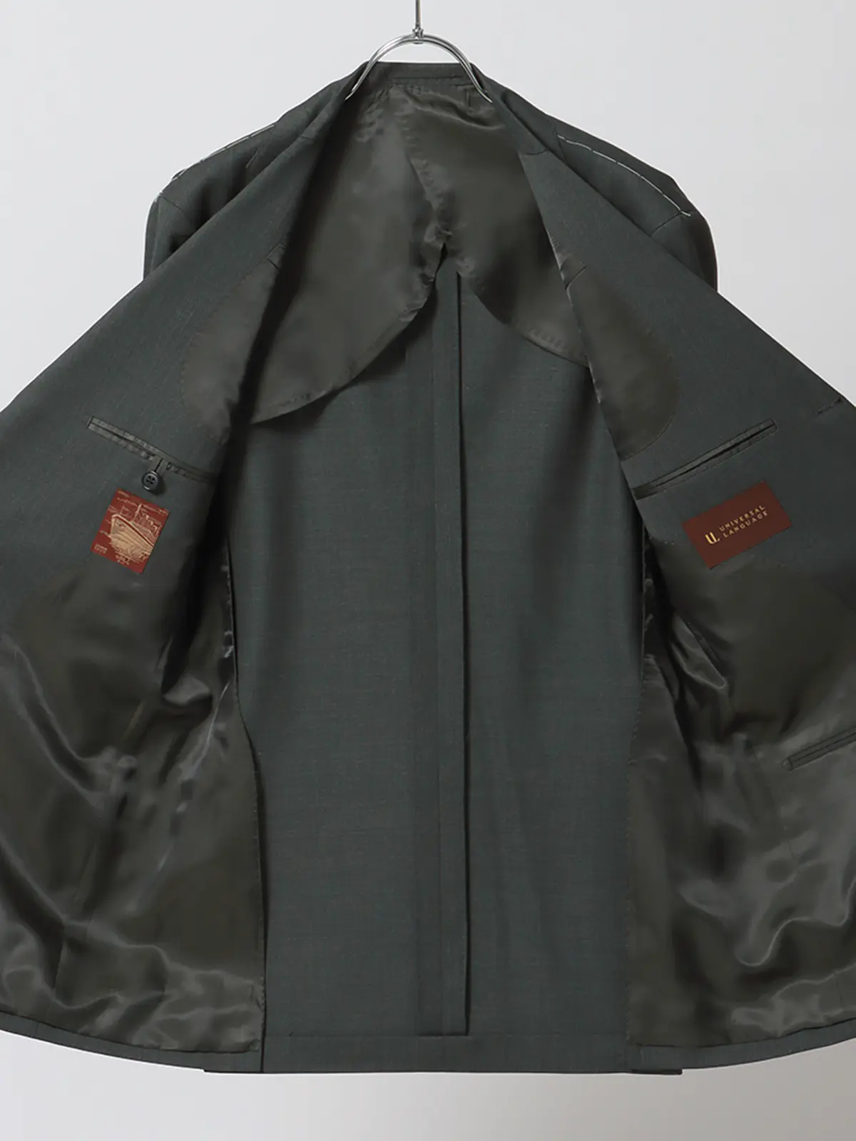 スーツ／3つボタン／SUPER100's／HAND MADE／無地／TR27 グリーン系 体型（DROP):スリム　8DROP(YA体),身長:160cm