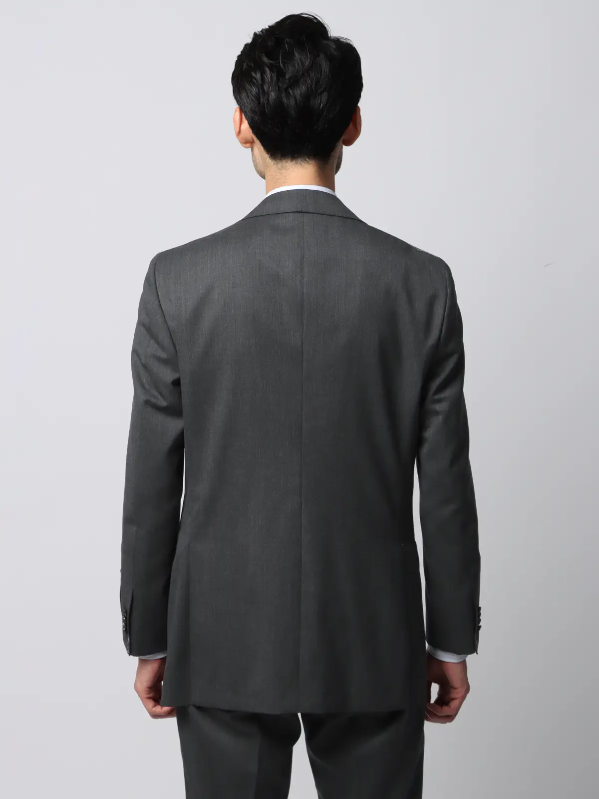 スーツ／3つボタン／SUPER100's／HAND MADE／無地／TR27 グレー系 体型（DROP):スリム　8DROP(YA体),身長:160cm