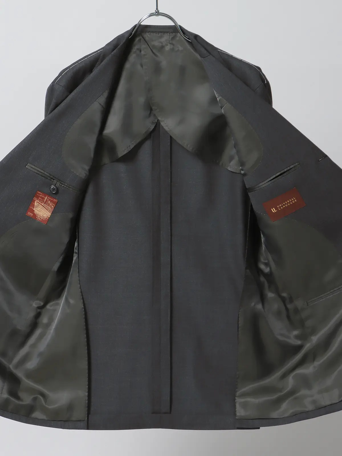 スーツ／3つボタン／SUPER100's／HAND MADE／無地／TR27 グレー系 体型（DROP):スリム　8DROP(YA体),身長:160cm