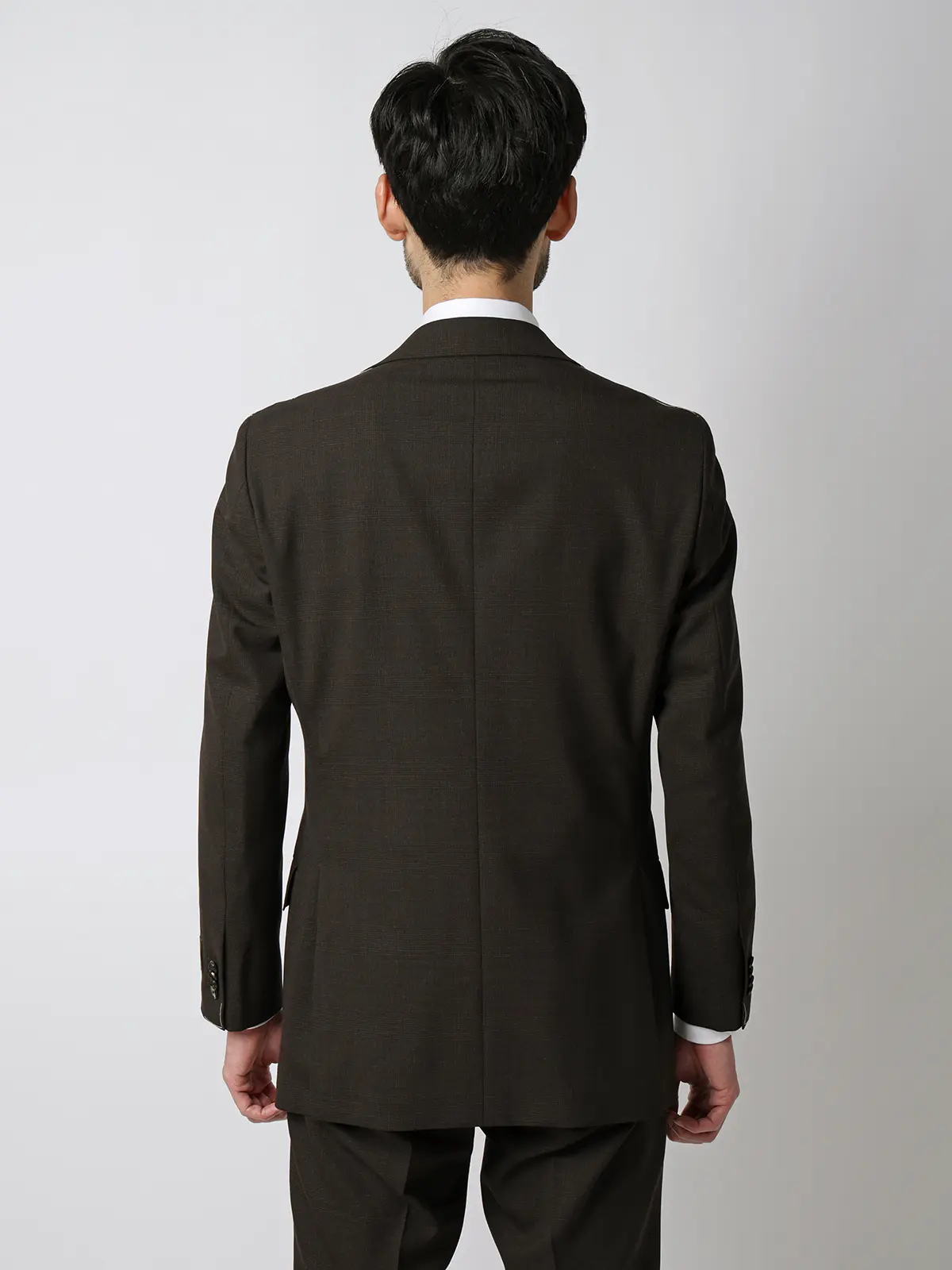 スーツ／3つボタン／FRESCO／HAND MADE／グレンチェック／TR27 ブラウン 体型（DROP):スリム　8DROP(YA体),身長:160cm