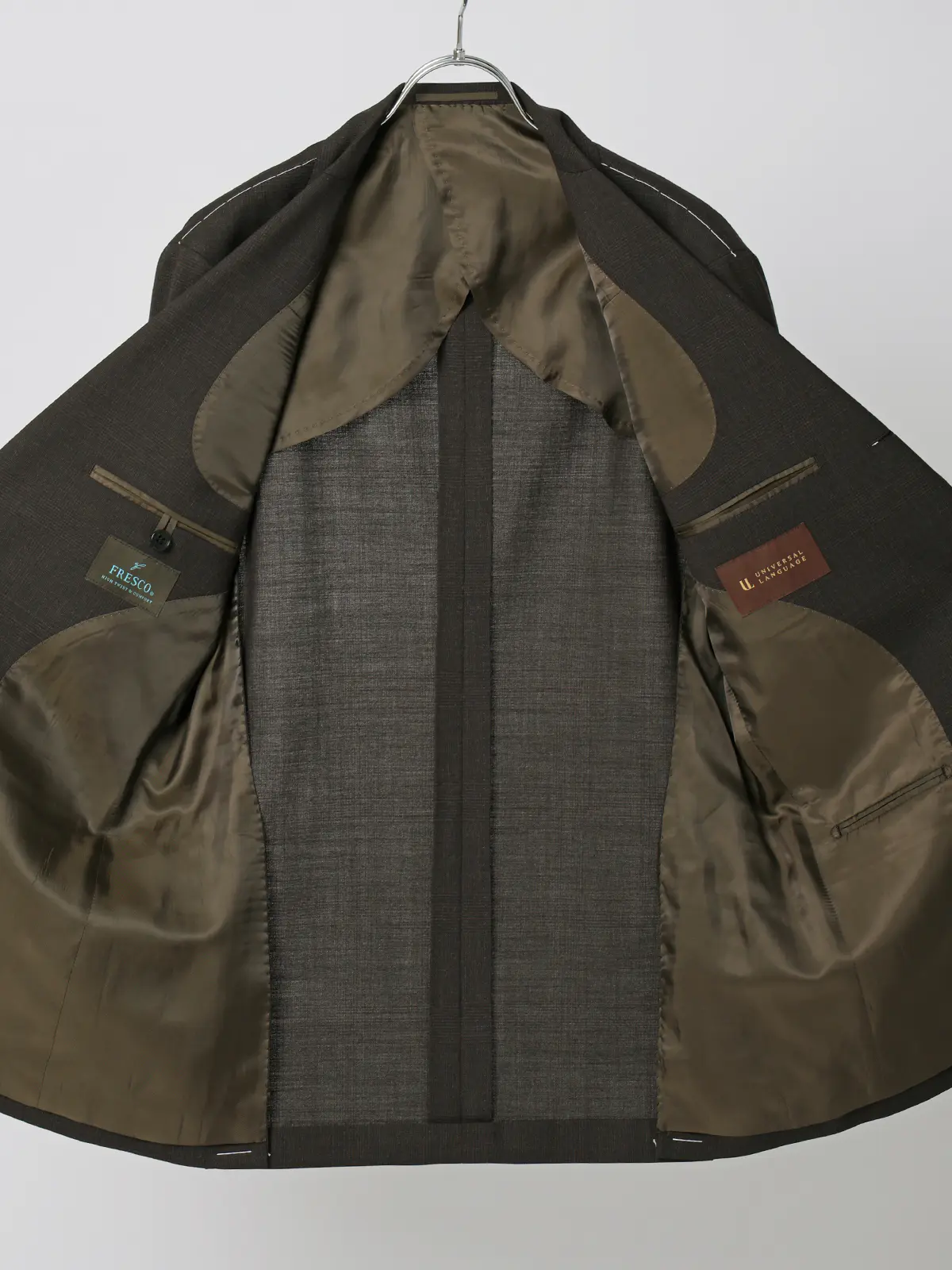 スーツ／3つボタン／FRESCO／HAND MADE／グレンチェック／TR27 ブラウン 体型（DROP):スリム　8DROP(YA体),身長:160cm