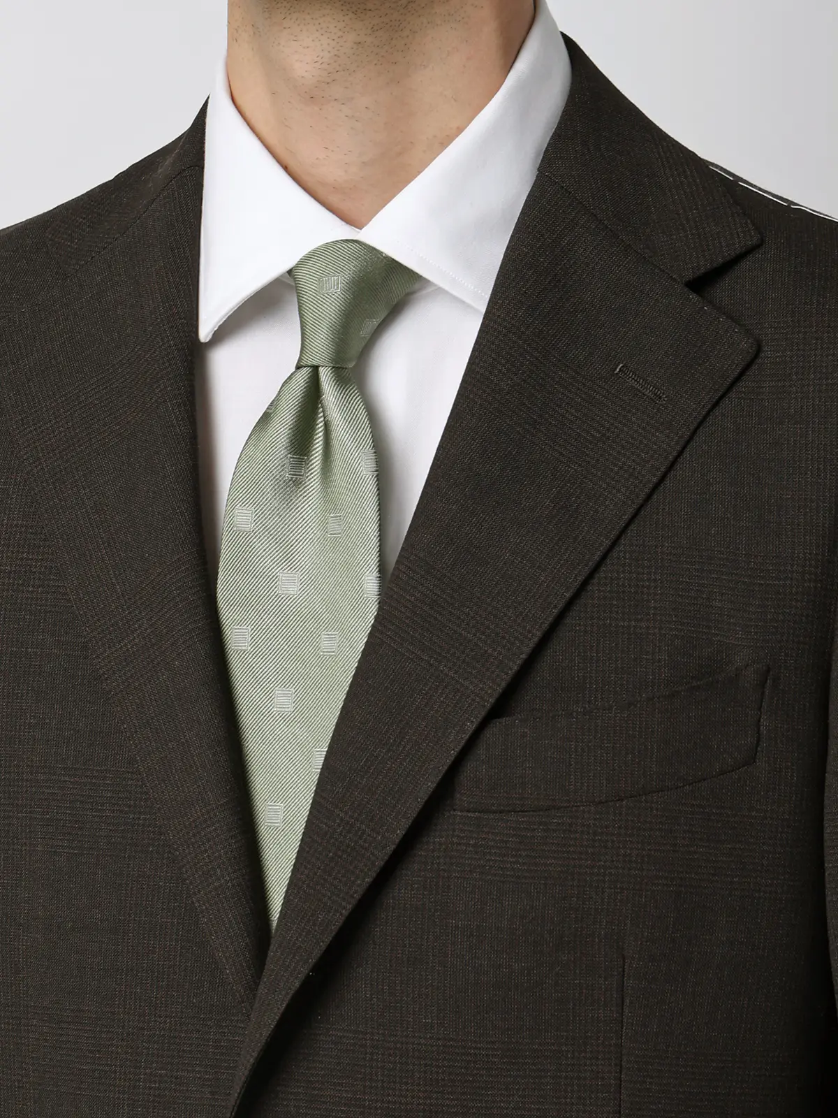 スーツ／3つボタン／FRESCO／HAND MADE／グレンチェック／TR27 ブラウン 体型（DROP):スリム　8DROP(YA体),身長:160cm