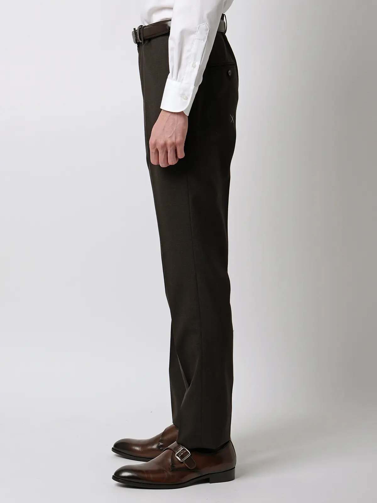 スーツ／3つボタン／FRESCO／HAND MADE／グレンチェック／TR27 ブラウン 体型（DROP):スリム　8DROP(YA体),身長:160cm