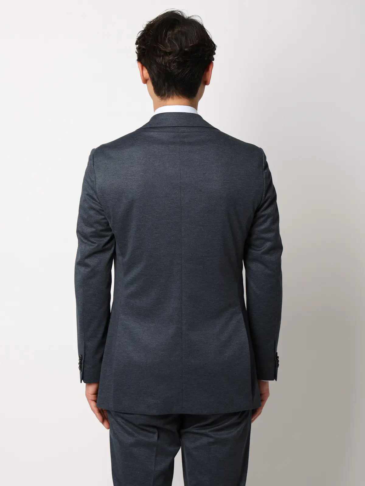 伸びるスーツ～Jersey～／ウォッシャブル／ストレッチ／3つボタン／織柄／TR27 ブルー 体型（DROP):スリム　8DROP(YA体),身長:160cm