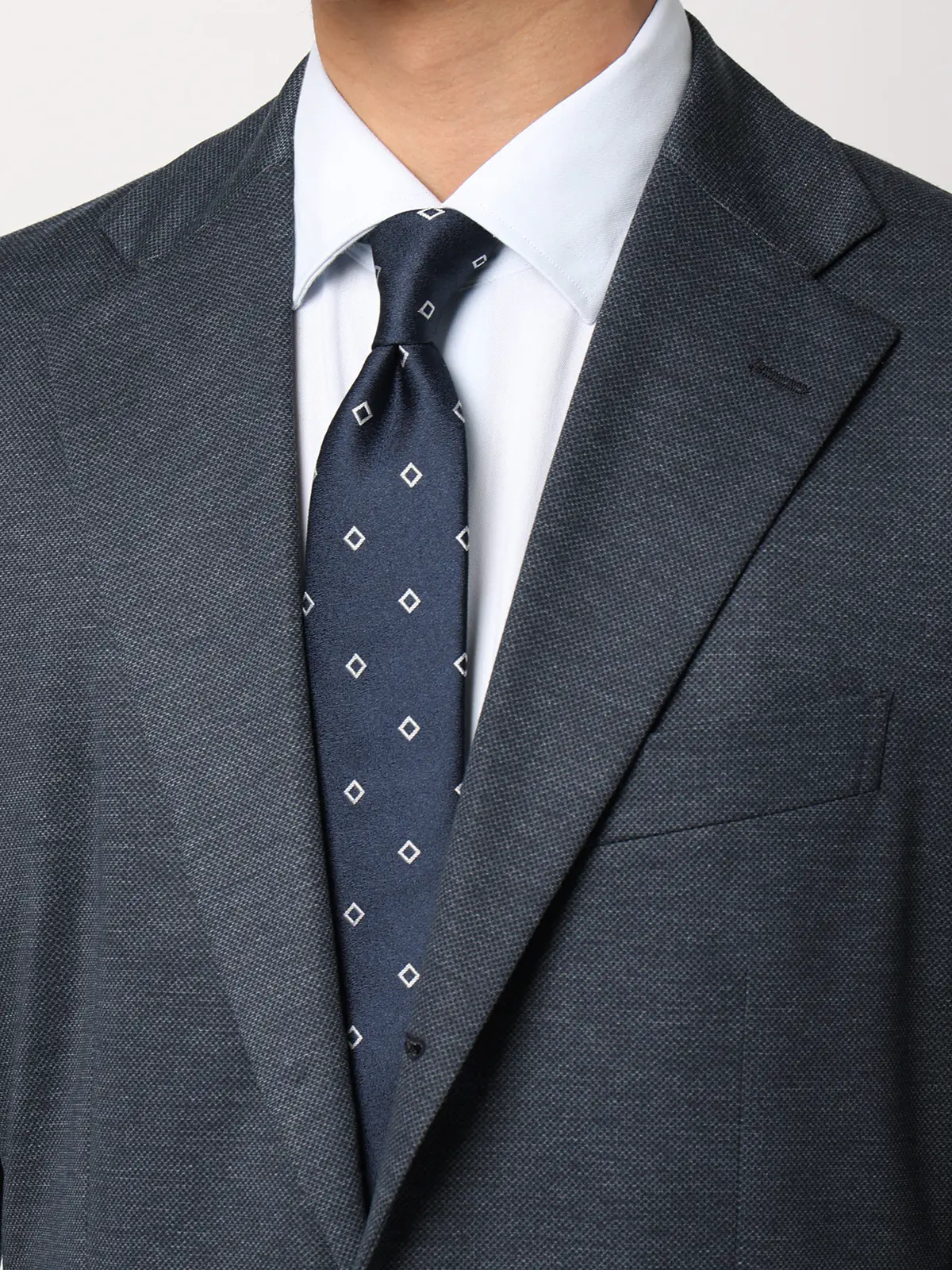 伸びるスーツ～Jersey～／ウォッシャブル／ストレッチ／3つボタン／織柄／TR27 ブルー 体型（DROP):スリム　8DROP(YA体),身長:160cm