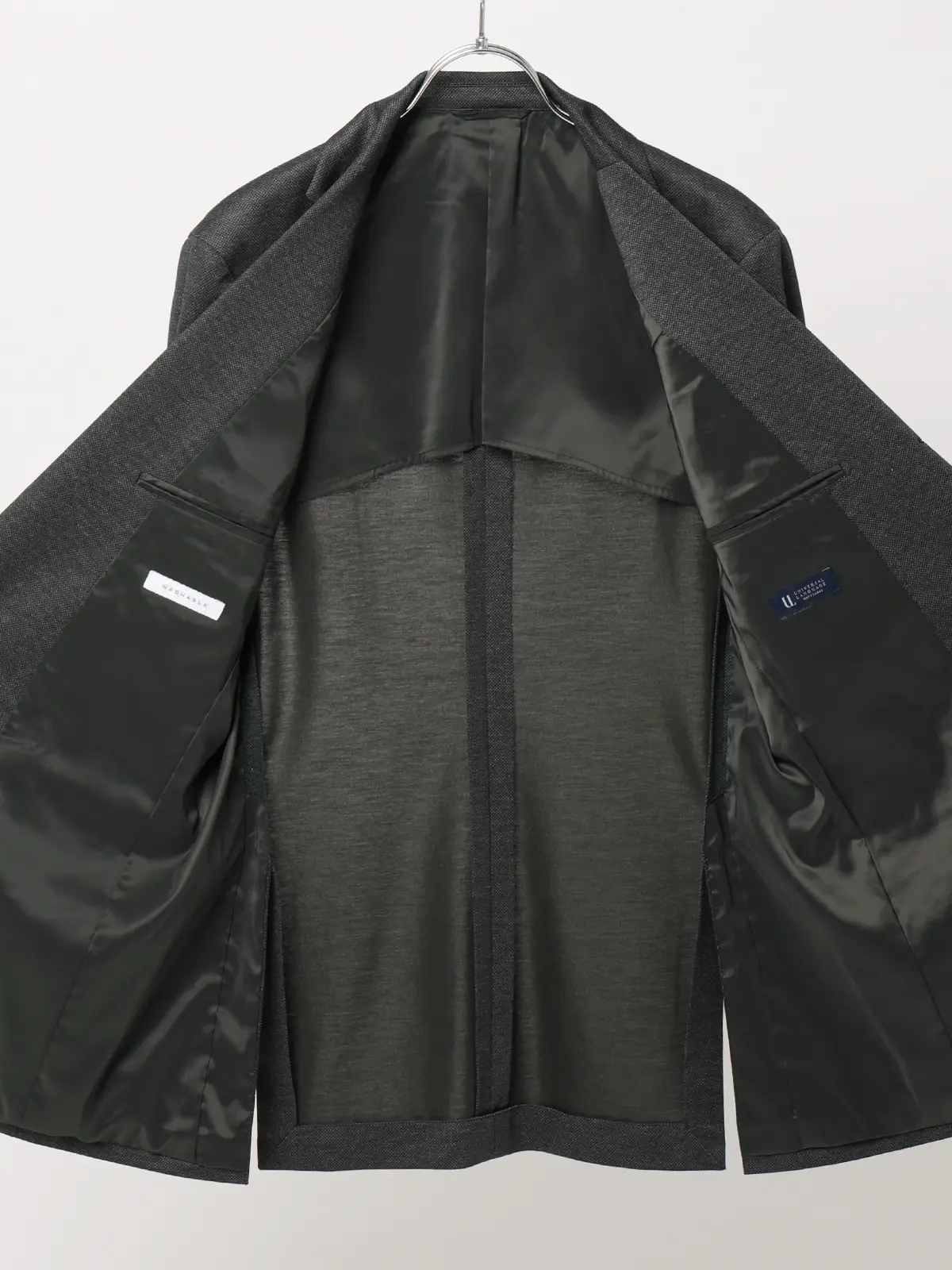 伸びるスーツ～Jersey～／ウォッシャブル／ストレッチ／3つボタン／織柄／TR27 グレー 体型（DROP):スリム　8DROP(YA体),身長:160cm