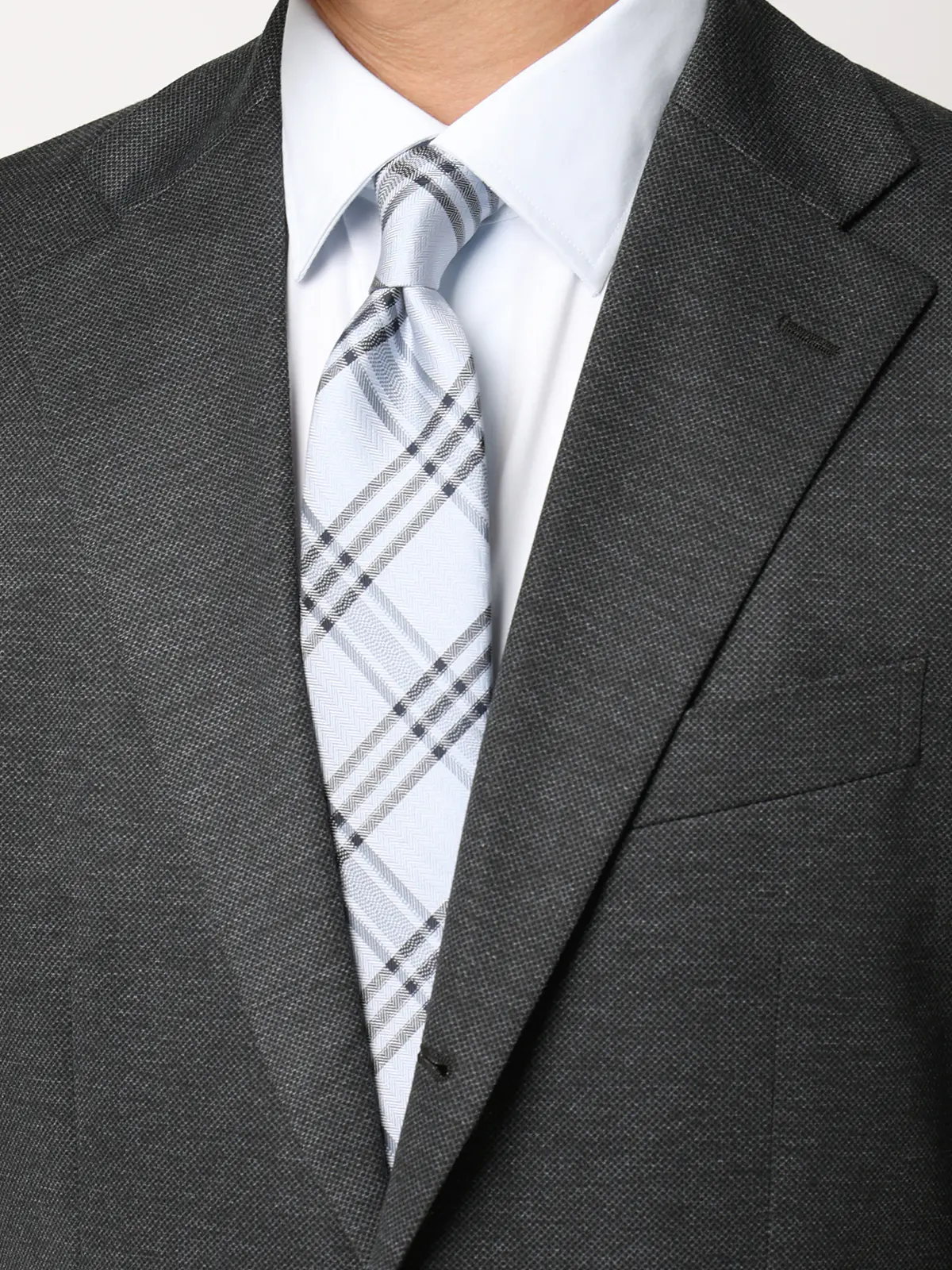 伸びるスーツ～Jersey～／ウォッシャブル／ストレッチ／3つボタン／織柄／TR27 グレー 体型（DROP):スリム　8DROP(YA体),身長:160cm