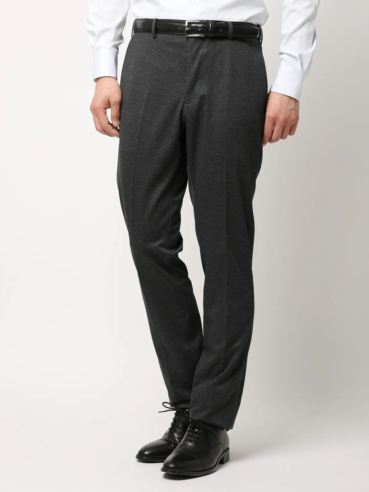 伸びるスーツ～Jersey～／ウォッシャブル／ストレッチ／3つボタン／織柄／TR27 グレー 体型（DROP):スリム　8DROP(YA体),身長:160cm