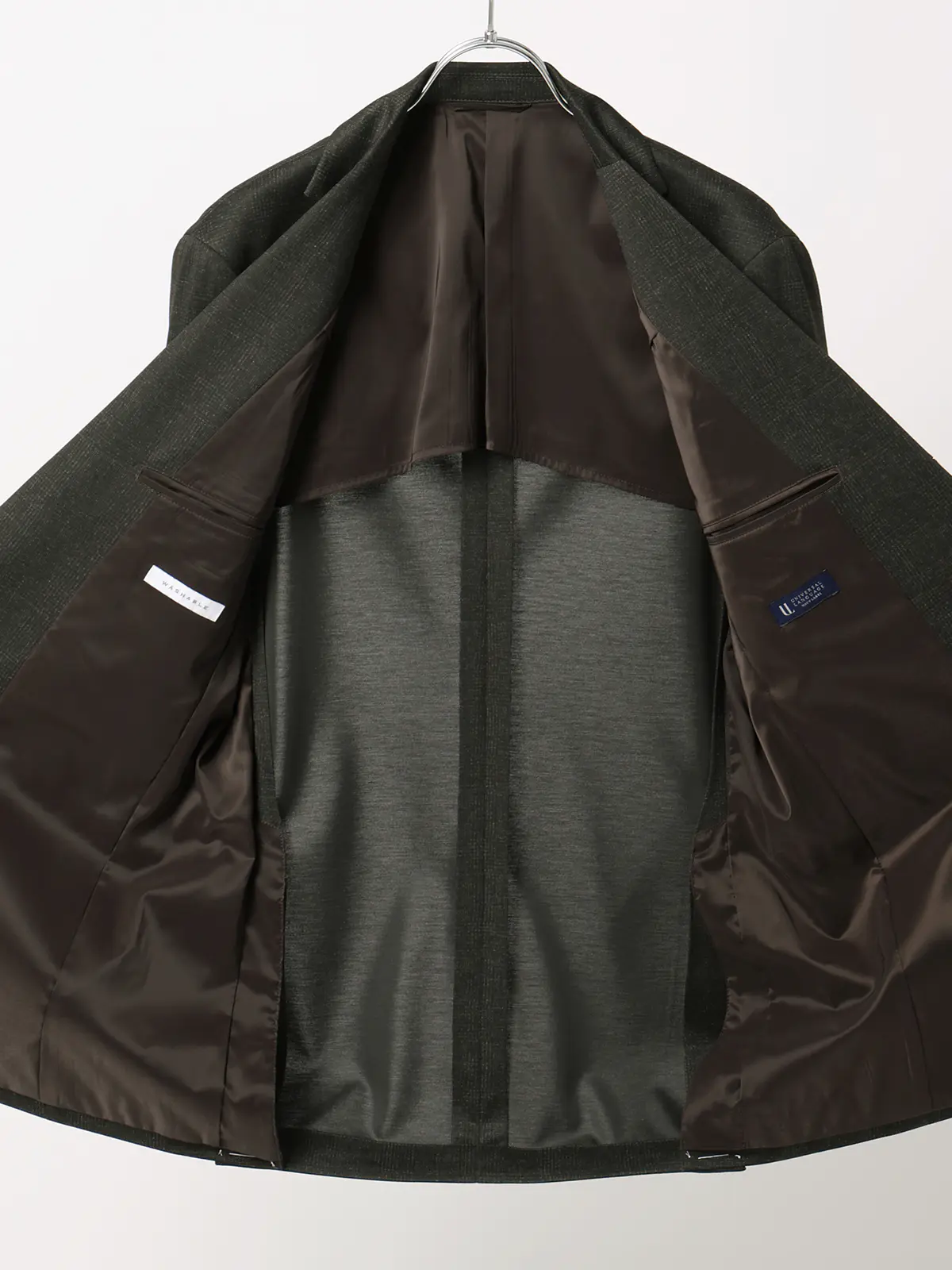 伸びるスーツ～Jersey～／ウォッシャブル／ストレッチ／3つボタン／グレンチェック／TR27 ブラウン 体型（DROP):スリム　8DROP(YA体),身長:165cm