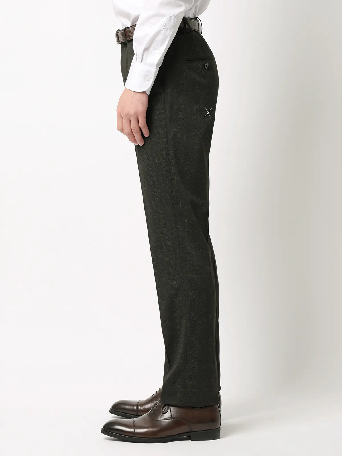 伸びるスーツ～Jersey～／ウォッシャブル／ストレッチ／3つボタン／グレンチェック／TR27 ブラウン 体型（DROP):スリム　8DROP(YA体),身長:165cm