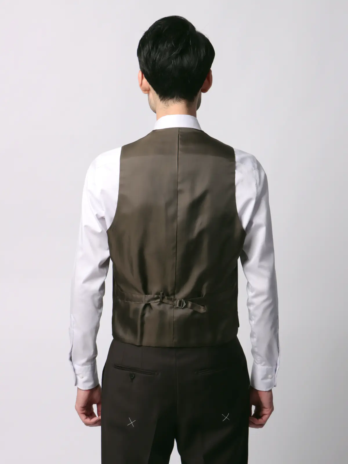 スーツ/スリーピース/3つボタン/尾州/無地/TR27 ブラウン 体型(DROP):スリム 8DROP(YA体),身長:165cm