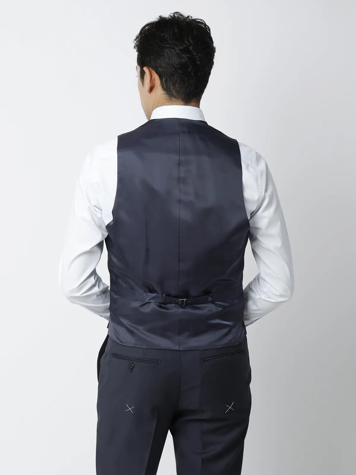 スーツ/スリーピース/3つボタン/尾州/無地/TR27 ブルー 体型(DROP):スリム 8DROP(YA体),身長:160cm