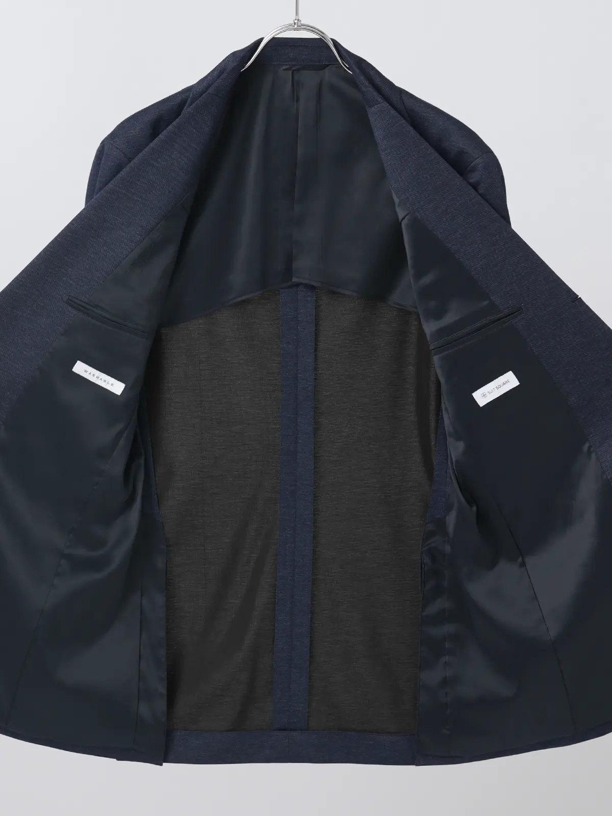 いつどこスリーピーススーツ／伸びるスーツ～Jersey～／ウォッシャブル／3つボタン／TR27 ブルー 体型（DROP):ややがっしり　4DROP(AB体),身長:180cm
