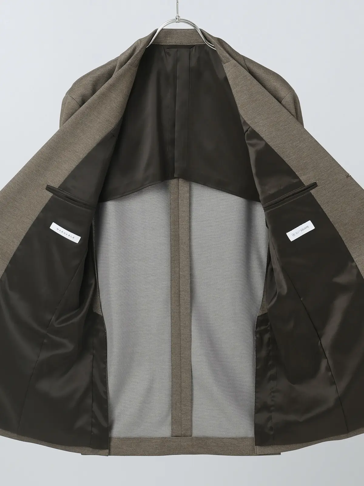 いつどこスリーピーススーツ/伸びるスーツ~Jersey~/ウォッシャブル/3つボタン/TR27 ベージュ 体型(DROP):がっしり 2DROP(BE体),身長:185cm