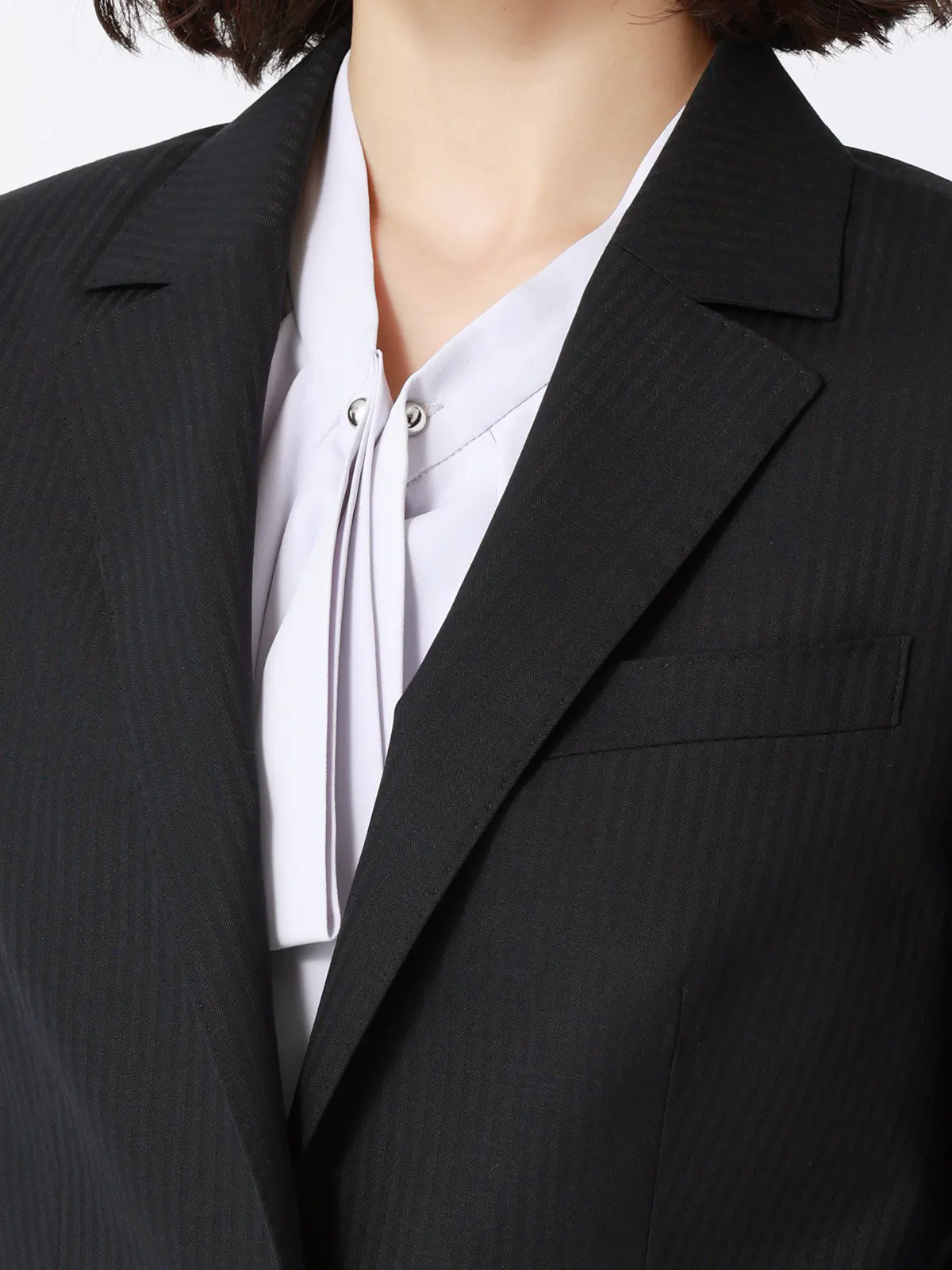 ジャケット／ウォッシャブル／ストレッチ／ウールブレンド／シャドーストライプ ネイビー 34(5号）