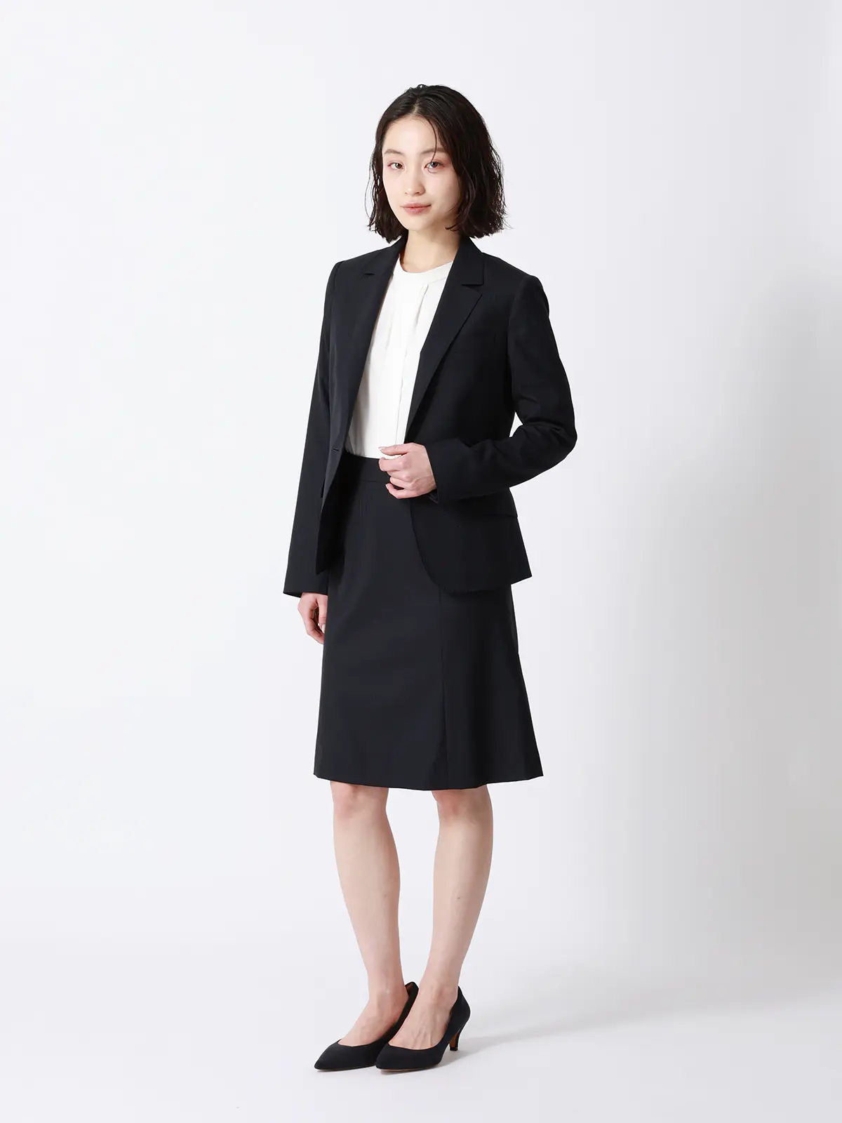 ジャケット／ウォッシャブル／ストレッチ／ウールブレンド／シャドーストライプ ネイビー 34(5号）