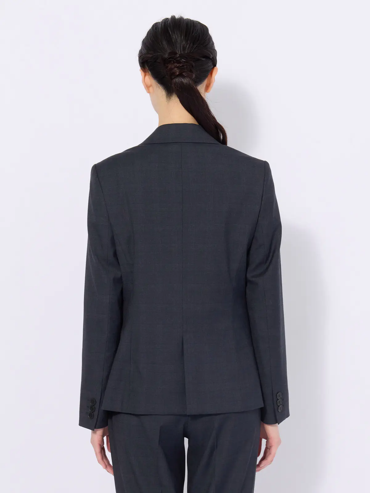 ジャケット/ウォッシャブル/ストレッチ/WOOLISH/グレンチェック ネイビー 34(5号)