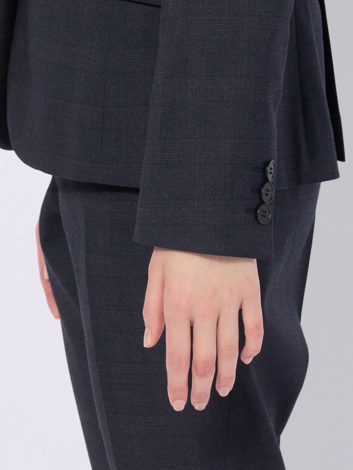 ジャケット/ウォッシャブル/ストレッチ/WOOLISH/グレンチェック ネイビー 34(5号)