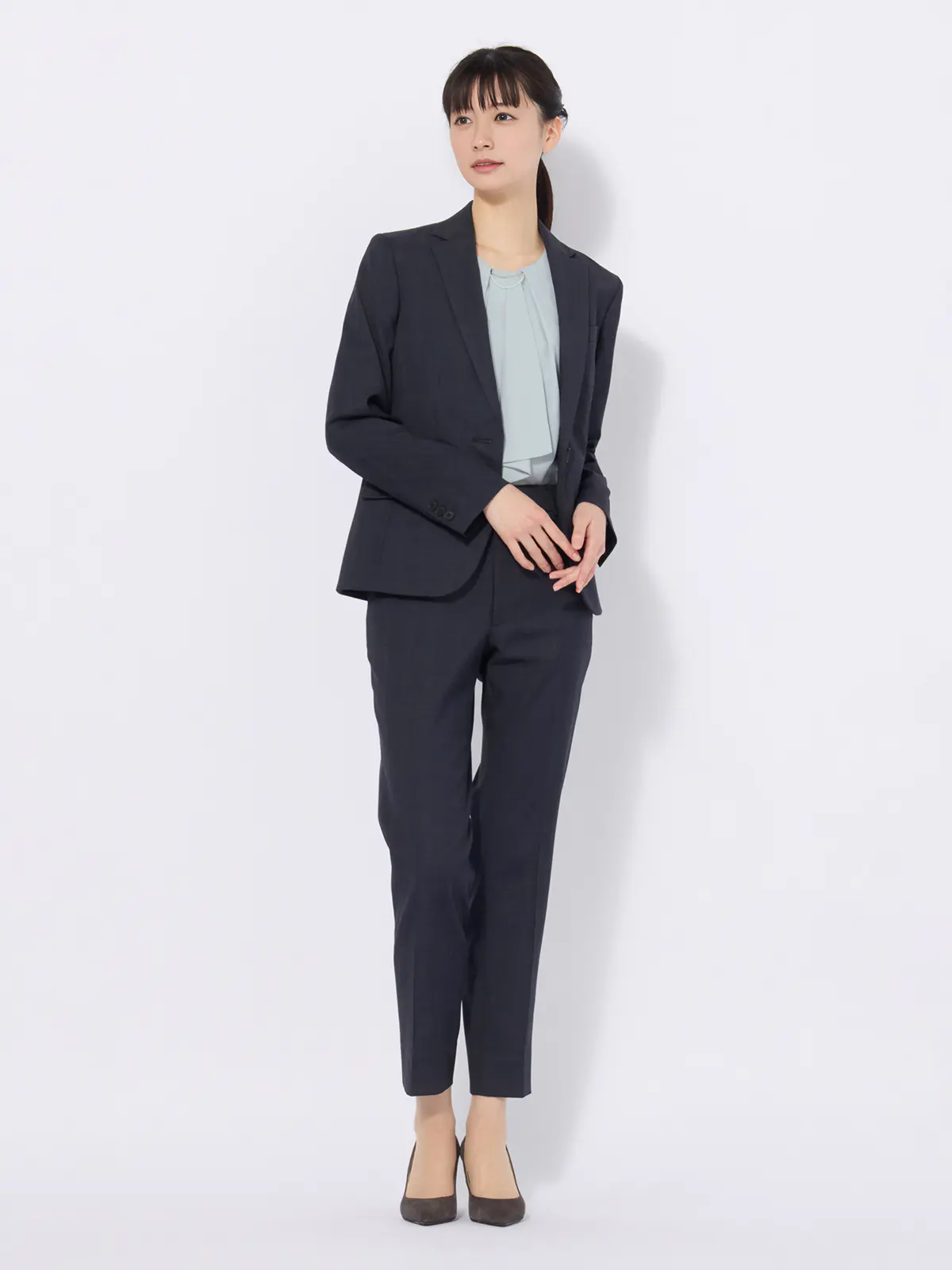 ジャケット/ウォッシャブル/ストレッチ/WOOLISH/グレンチェック ネイビー 34(5号)