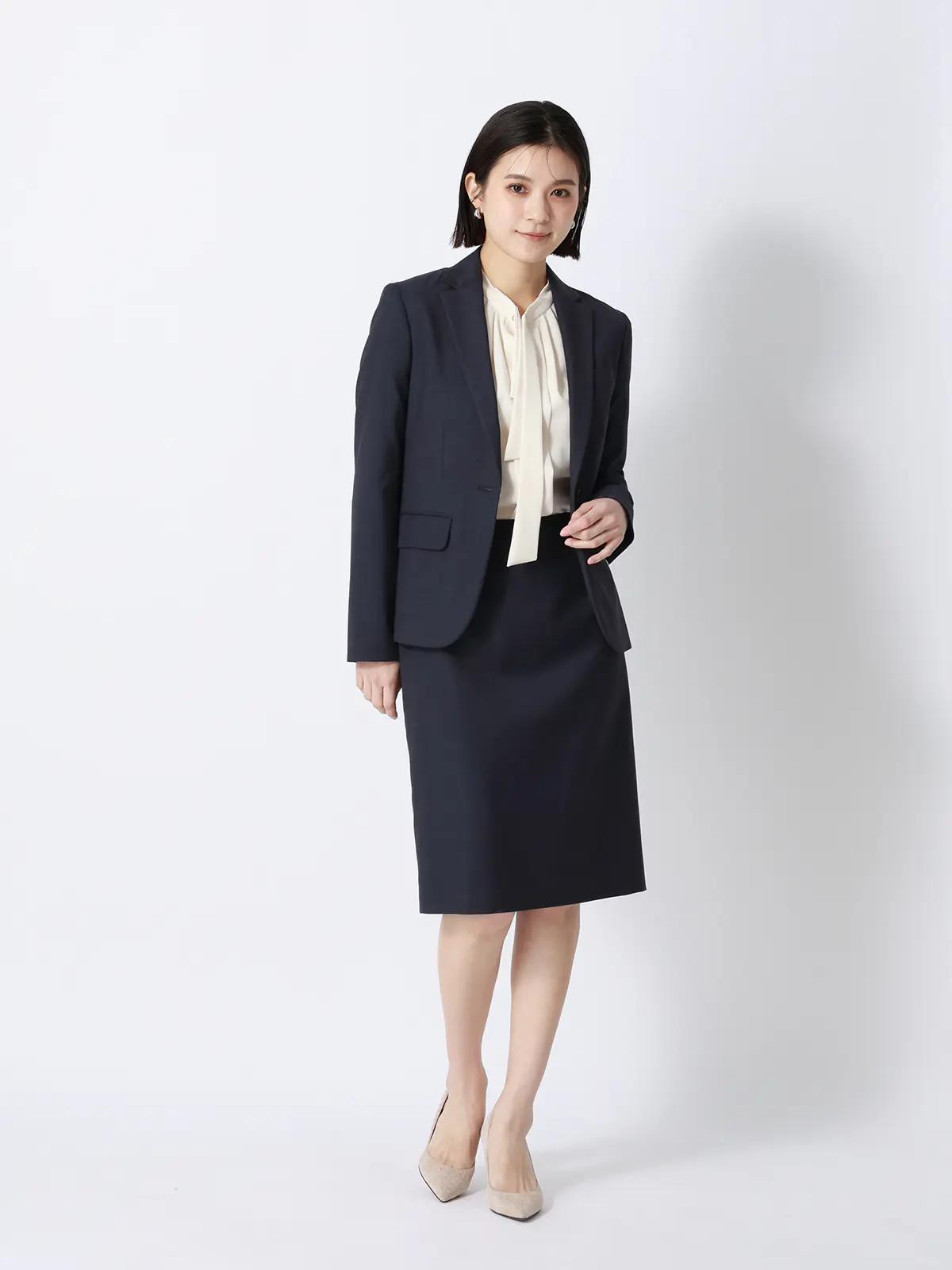 ジャケット/ウォッシャブル/ストレッチ/WOOLISH/グレンチェック ネイビー 34(5号)