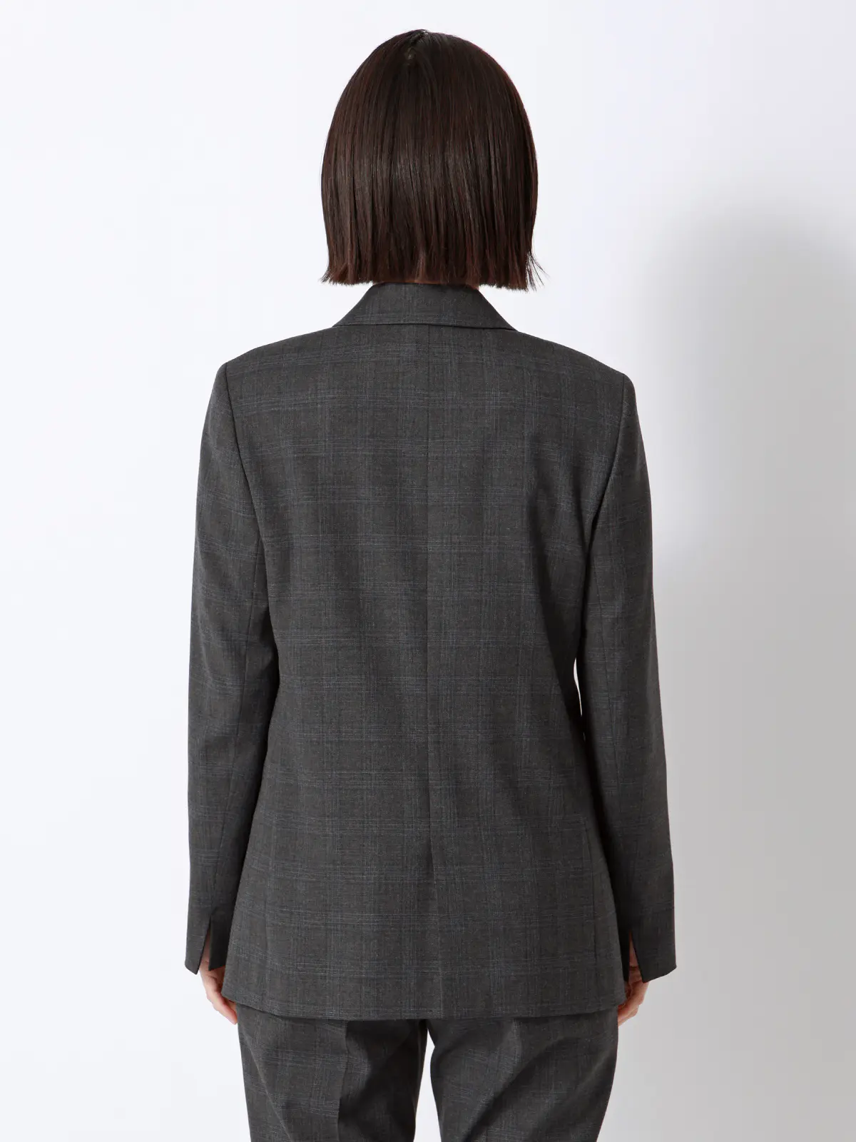 ダブルブレストジャケット／ウォッシャブル／ストレッチ／WOOLISH／グレンチェック グレー 40(11号）