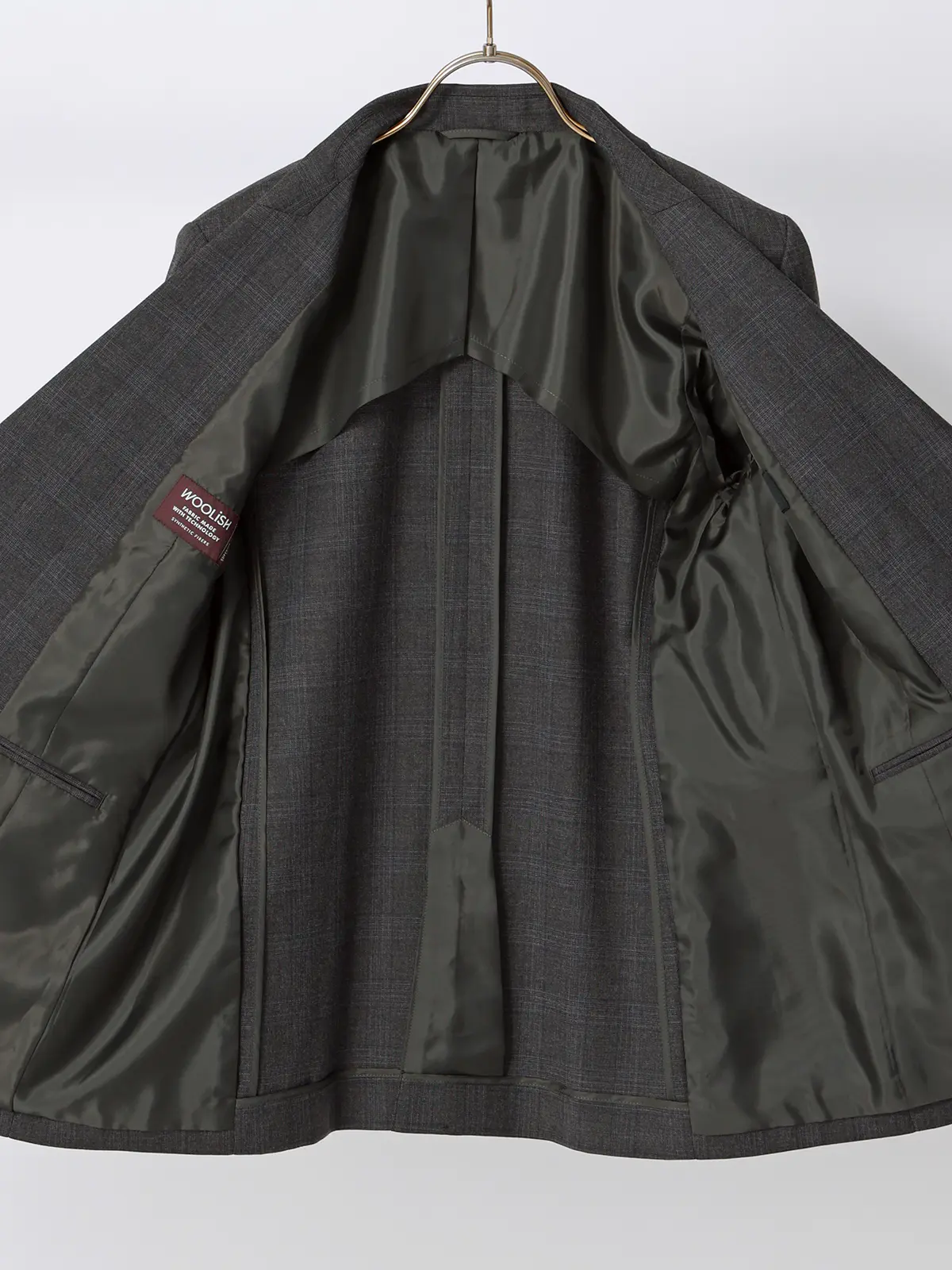 ダブルブレストジャケット／ウォッシャブル／ストレッチ／WOOLISH／グレンチェック グレー 40(11号）