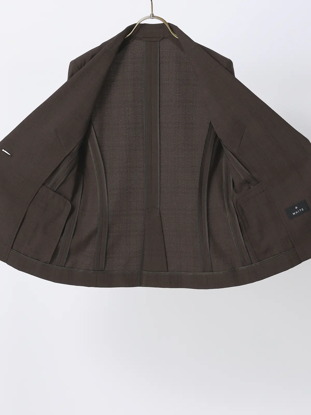 ジャケット/ウォッシャブル/ストレッチ/ポリエステル/シャドーチェック ブラウン 36(7号)