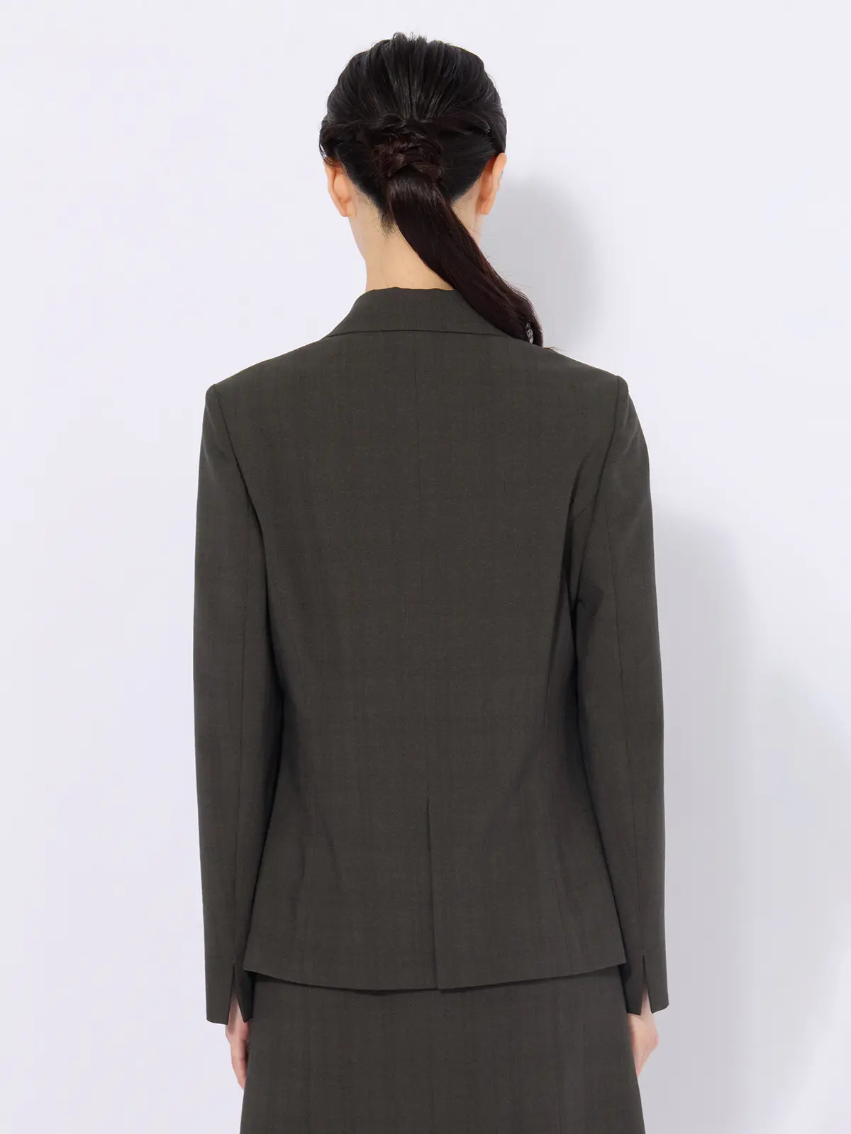 ジャケット／ウォッシャブル／ストレッチ／ポリエステル／シャドーチェック グレー 36(7号）