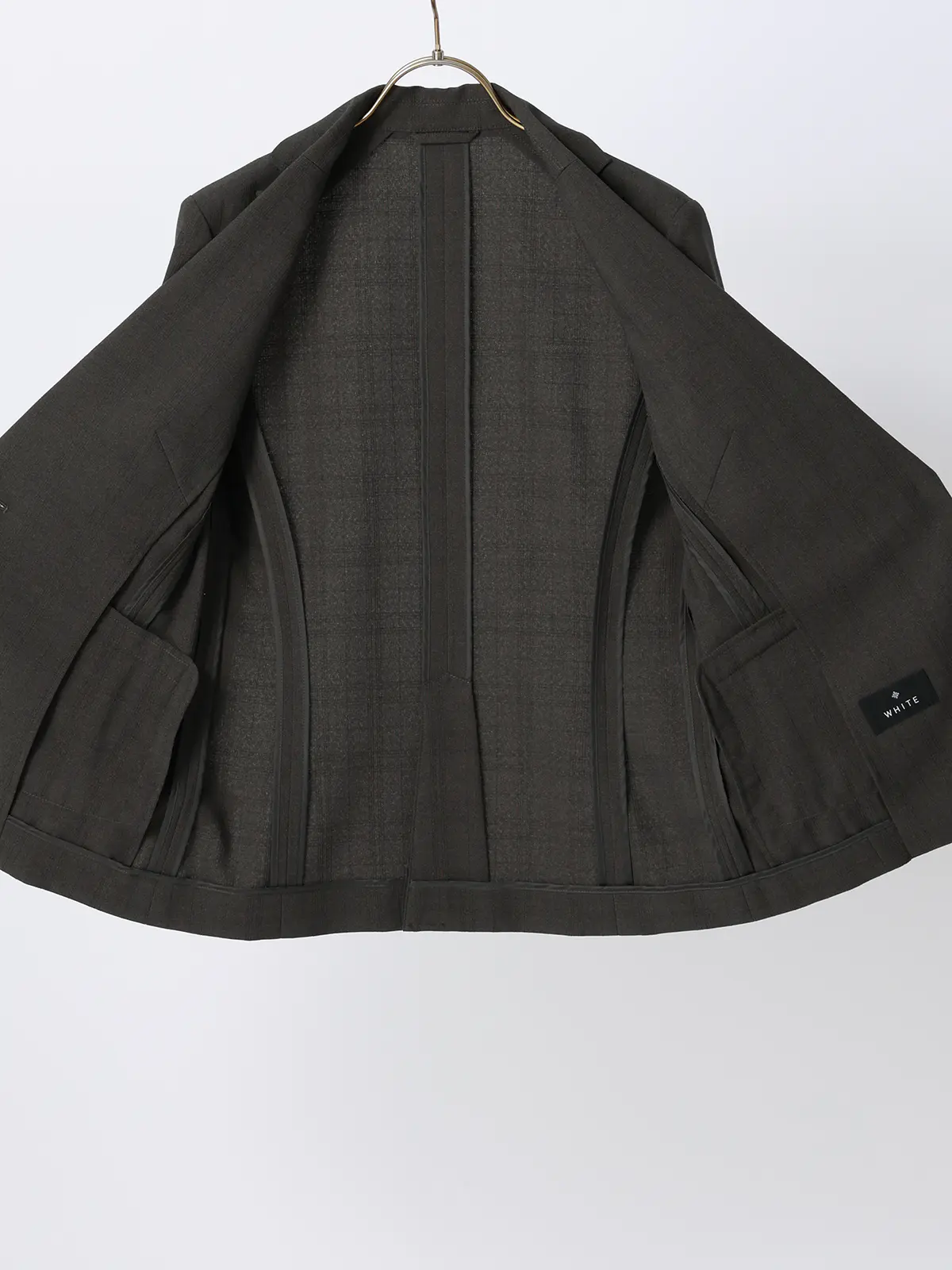 ジャケット／ウォッシャブル／ストレッチ／ポリエステル／シャドーチェック グレー 36(7号）