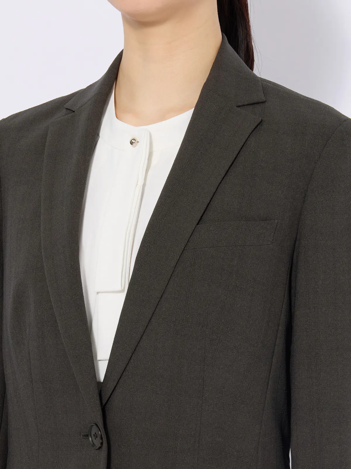 ジャケット／ウォッシャブル／ストレッチ／ポリエステル／シャドーチェック グレー 36(7号）