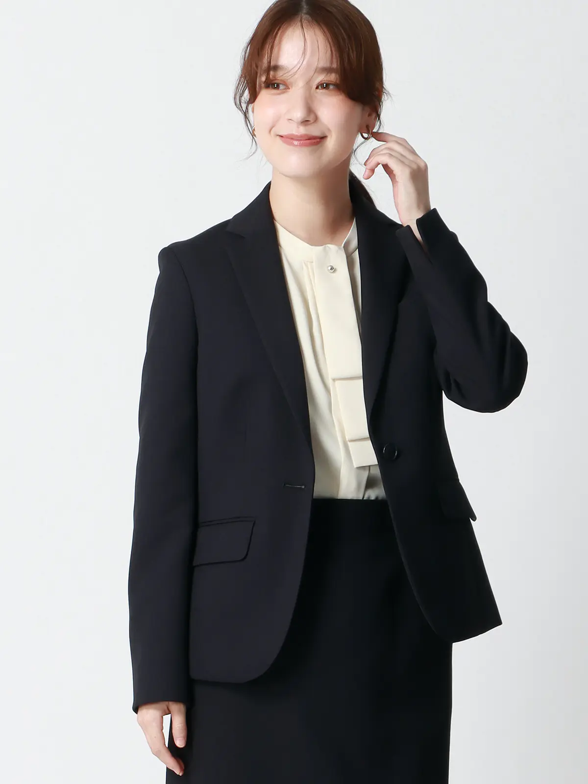 ジャケット／ウォッシャブル／ストレッチ／ウールライクポリエステル／無地 パープル 36(7号）