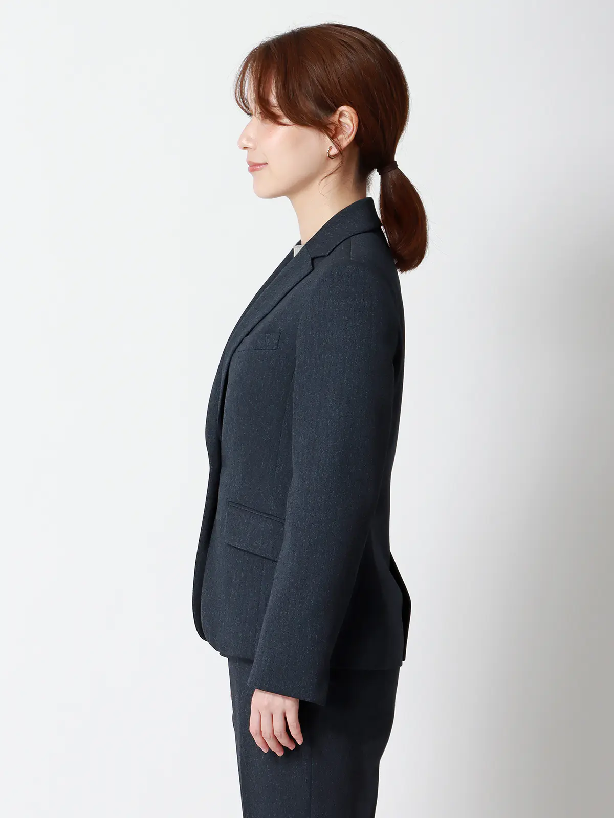 ジャケット/ウォッシャブル/ストレッチ/防シワ/ウールライクポリエステル/ヘリンボーン ネイビー 36(7号)