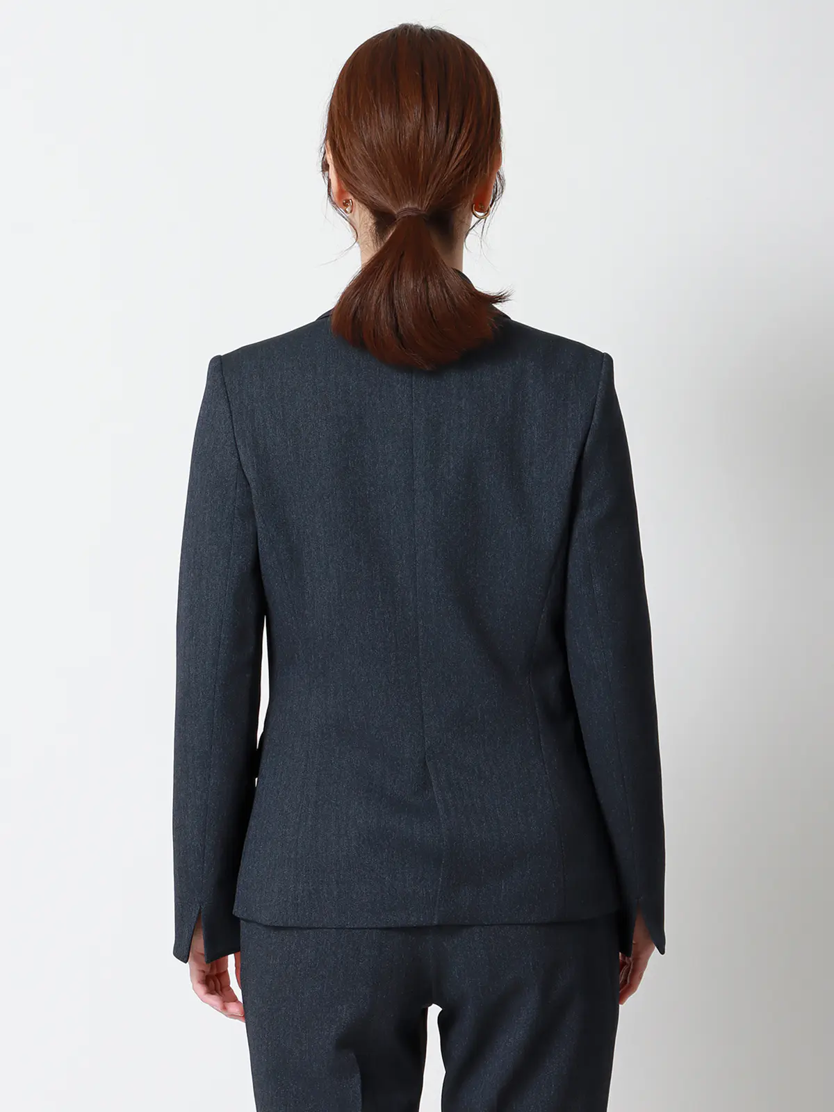 ジャケット/ウォッシャブル/ストレッチ/防シワ/ウールライクポリエステル/ヘリンボーン ネイビー 36(7号)