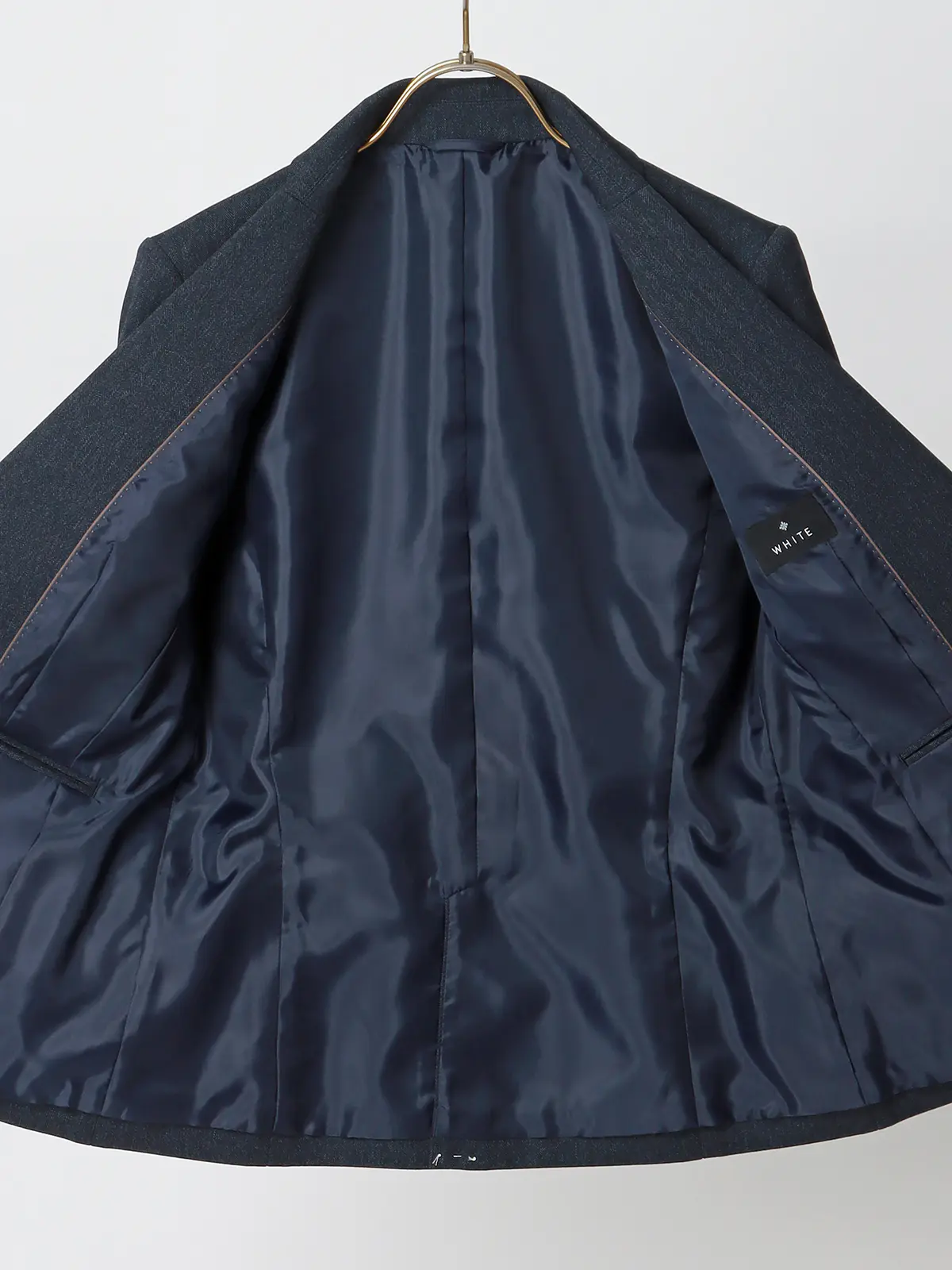 ジャケット/ウォッシャブル/ストレッチ/防シワ/ウールライクポリエステル/ヘリンボーン ネイビー 36(7号)