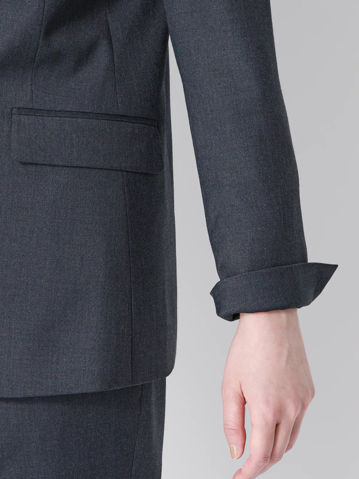 ダブルブレストジャケット／Carreman／ウォッシャブル／接触冷感／デニムライクストレッチ／無地 ネイビー 36(7号）