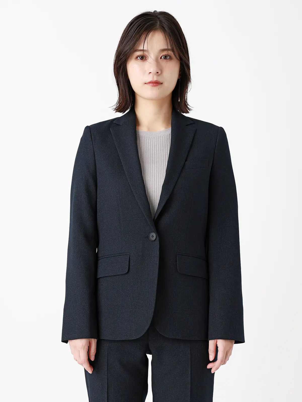 テーラードジャケット/ウォッシャブル/ストレッチ/グレンチェック/Suit Buffet ネイビー 36(7号)