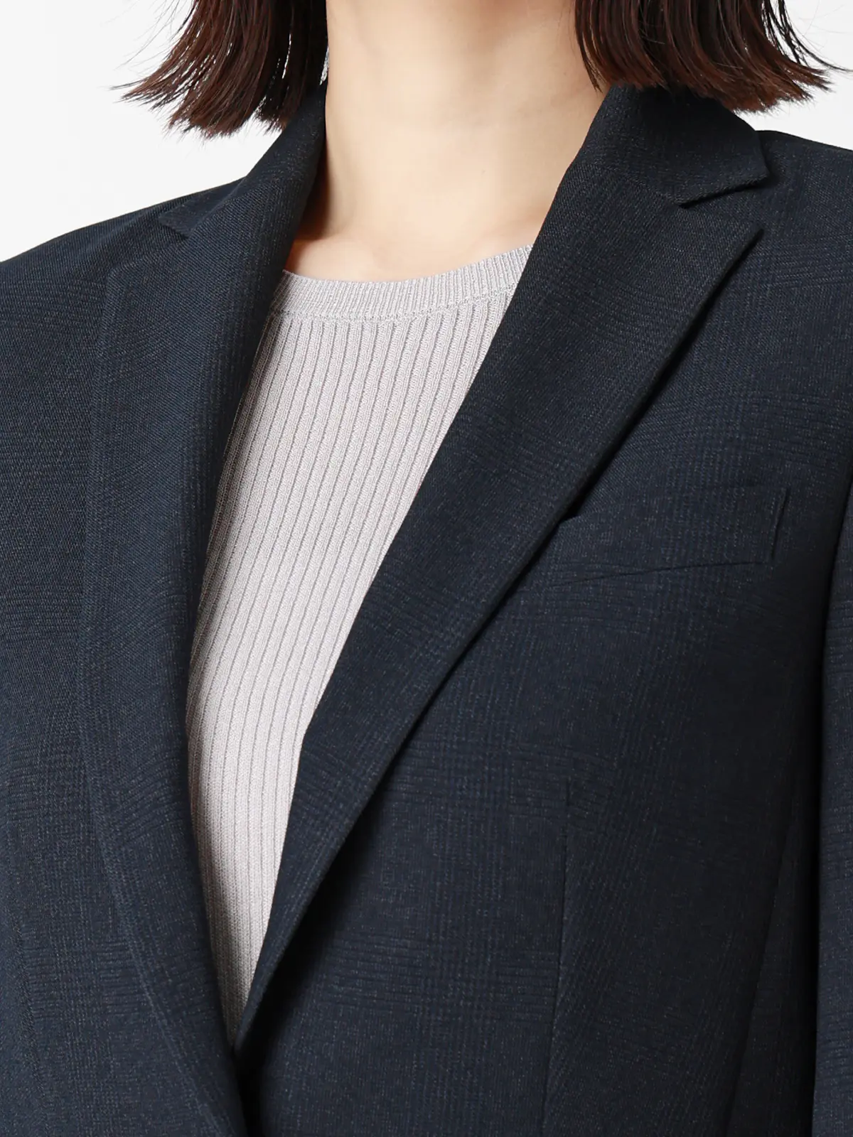 テーラードジャケット/ウォッシャブル/ストレッチ/グレンチェック/Suit Buffet ネイビー 36(7号)