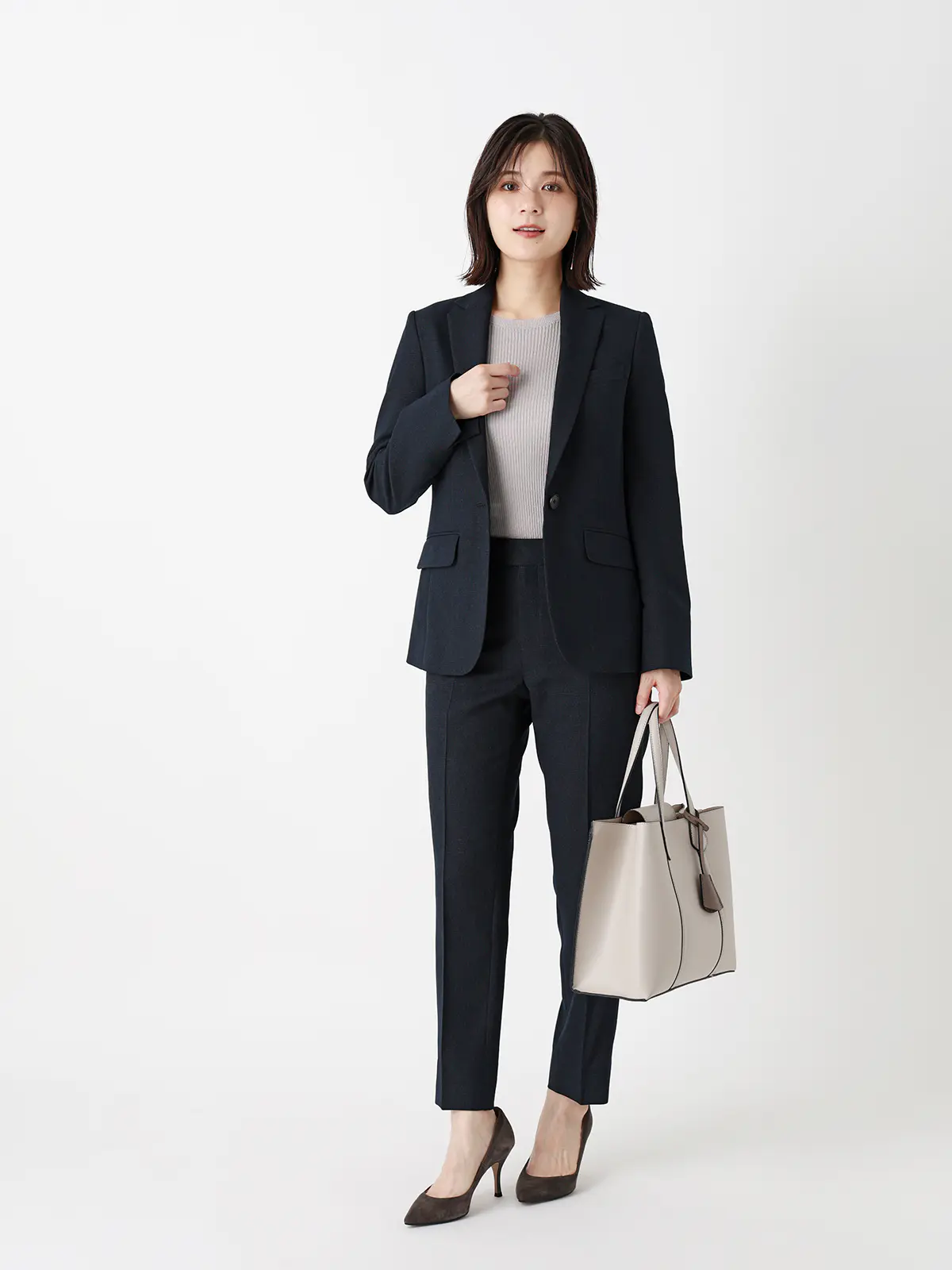 テーラードジャケット/ウォッシャブル/ストレッチ/グレンチェック/Suit Buffet ネイビー 36(7号)