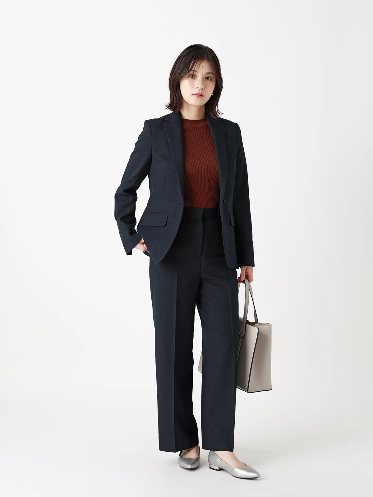 テーラードジャケット/ウォッシャブル/ストレッチ/グレンチェック/Suit Buffet ネイビー 36(7号)